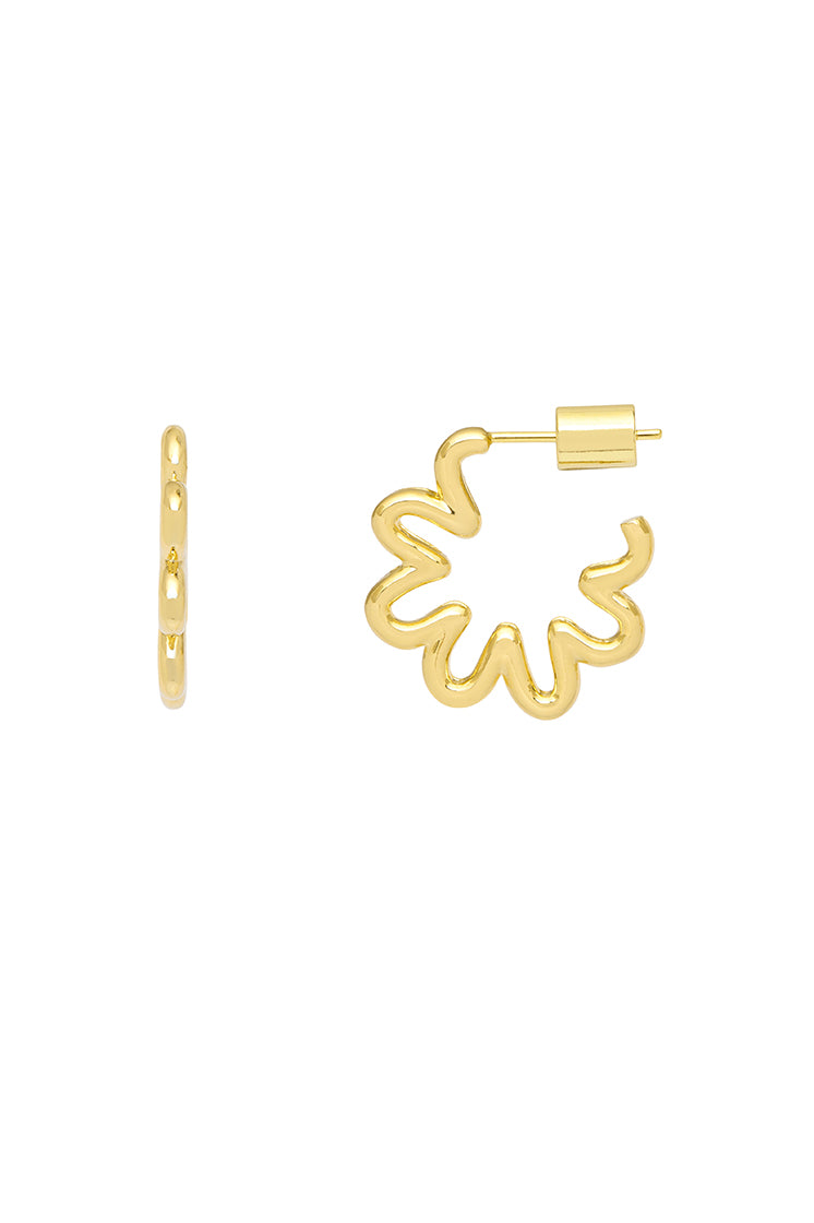 Mini Squiggle Flower Hoops Earrings - Dainty Boho Floral Studs for Women | Perfect for Everyday Wear, Date Nights & Summer Outfits