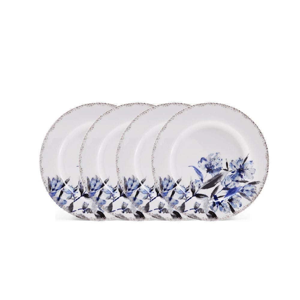 Kaia Platinum 4-Piece Salad Plate Set - Elegant Dinnerware for Salads, Appetizers & Desserts - Perfect for Parties, Holidays & Everyday Dining