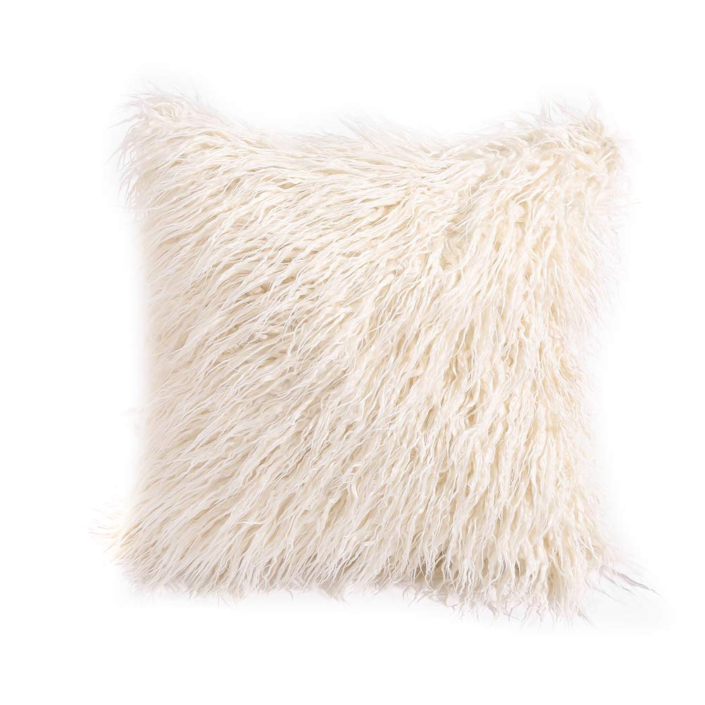 Shlutesoy 45x45cm Soft Plush Furry Cushion Cover - Cozy Throw Pillow Case for Bedroom, Living Room & Sofa Decor - Beige Home Accent for Comfort and Style