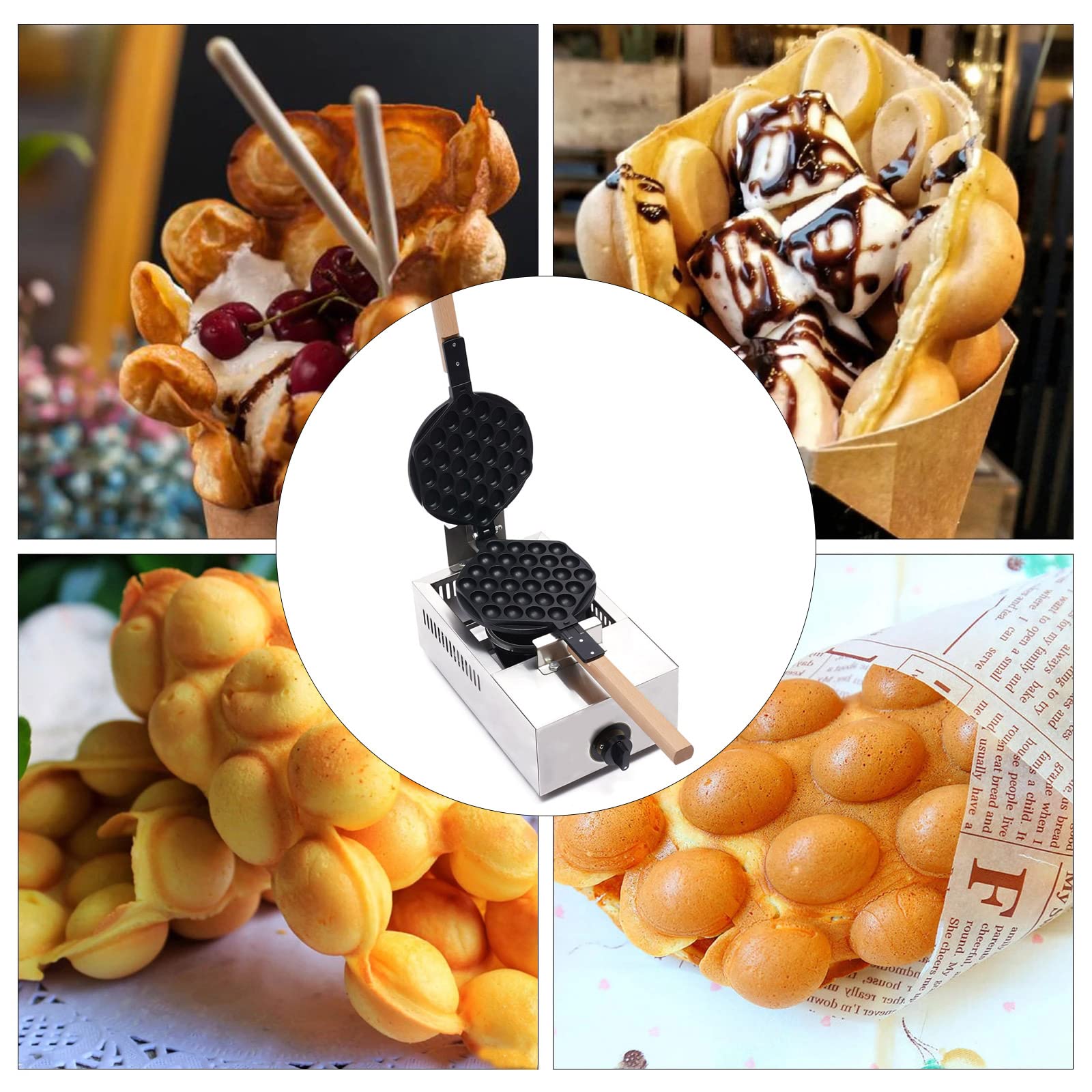 Commercial Electric Egg Puff Maker - Non Stick Hong Kong Style Bubble Waffle Iron with Adjustable Timer & Temperature Control, Perfect for Breakfast, Desserts, and Street Food Snacks
