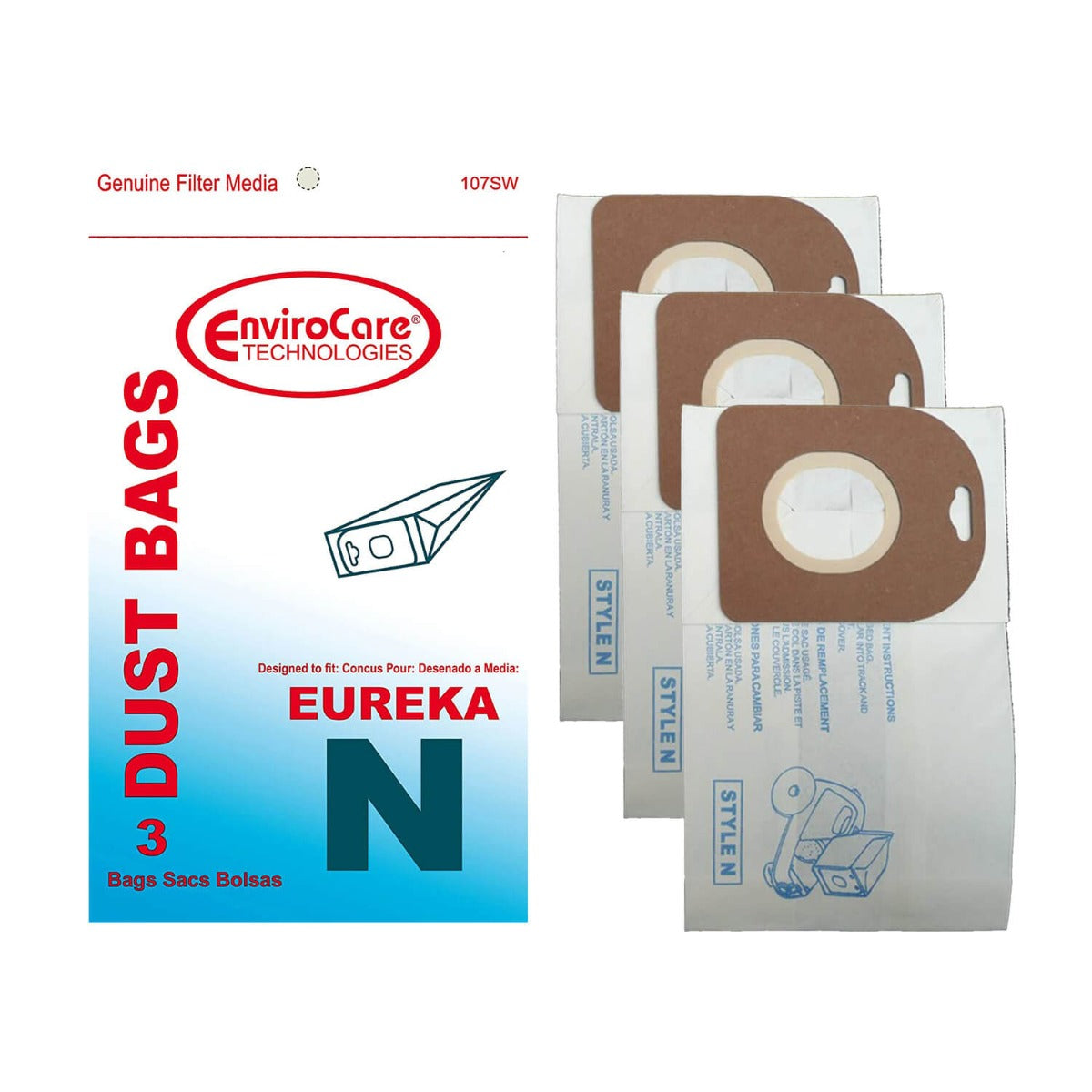 EnviroCare Eureka N Vacuum Bags - 3 Pack | Premium HEPA Filtration Dust Bags for Eureka Vacuums | Ideal for Home Cleaning, Pet Hair Removal & Allergy Relief