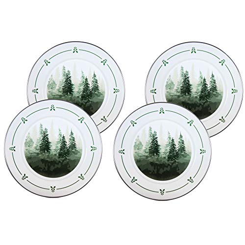 Forest Glen Enamelware Dinner Plates - Set of 4 (10.5 Inch) - Durable & Stylish for Outdoor Picnics, Camping & Rustic Home Dining