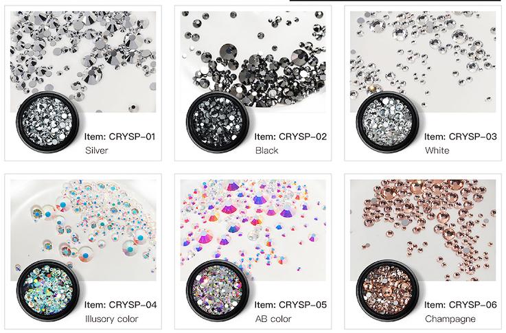 175pcs Mixed Size Rhinestones for Nail Art - DIY Nail Decoration, Manicure, Gel Polish, Acrylic Nails - Perfect for Home Salon, Party, Wedding & Special Occasions