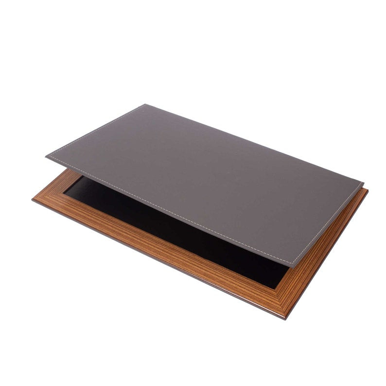 Premium MOOG Leather Desk Pad with Wood Base - Green Leather Office Desk Protector for Writing, Typing & Mouse Use - Perfect for Home & Office Workspace