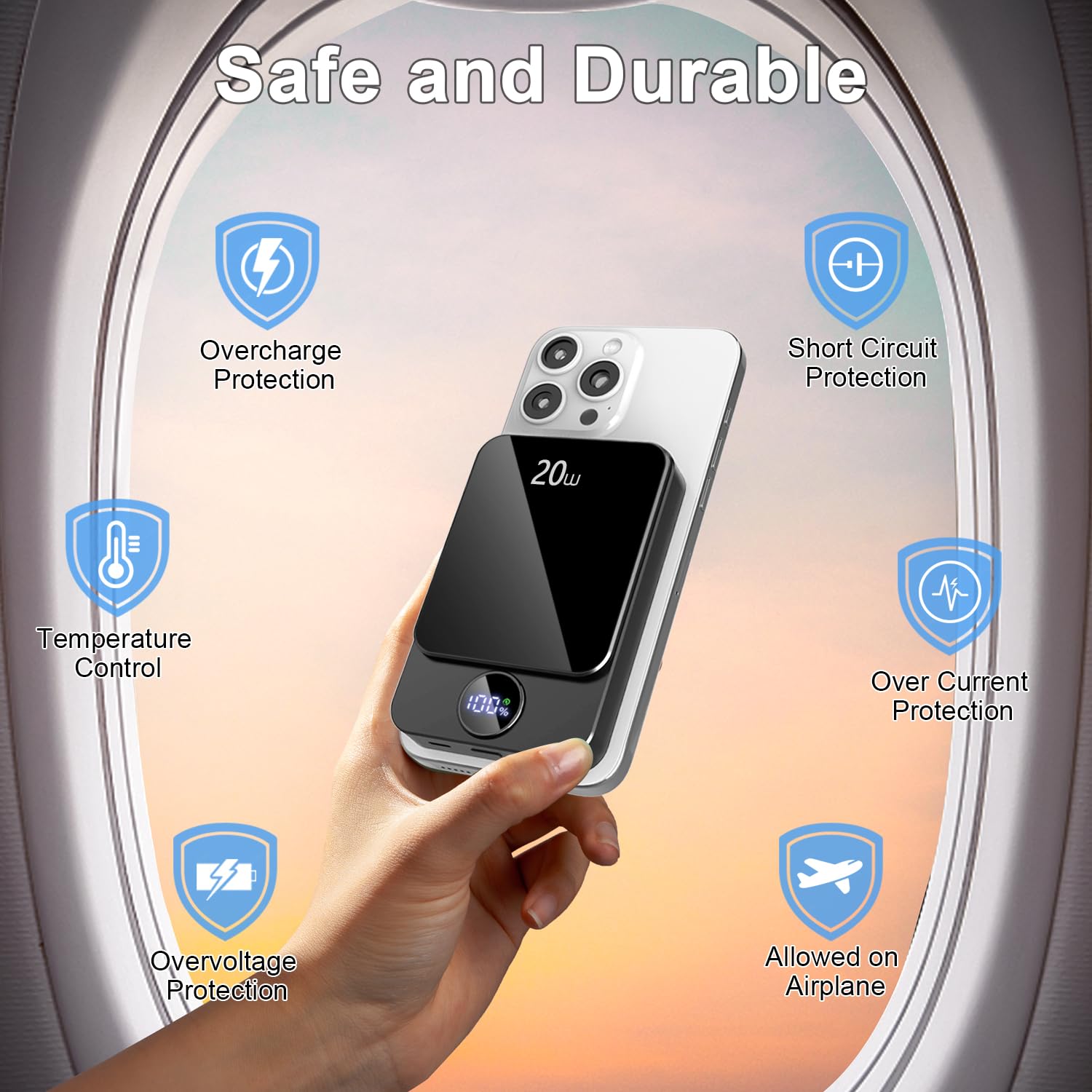 10000mAh Magnetic Portable Charger with PD20W Fast Charging | USB-C Power Bank Compatible with iPhone 16/15/14/13/12 (MagSafe), Samsung & Android Phones | Perfect for Travel, Outdoor Adventures & Daily Commuting
