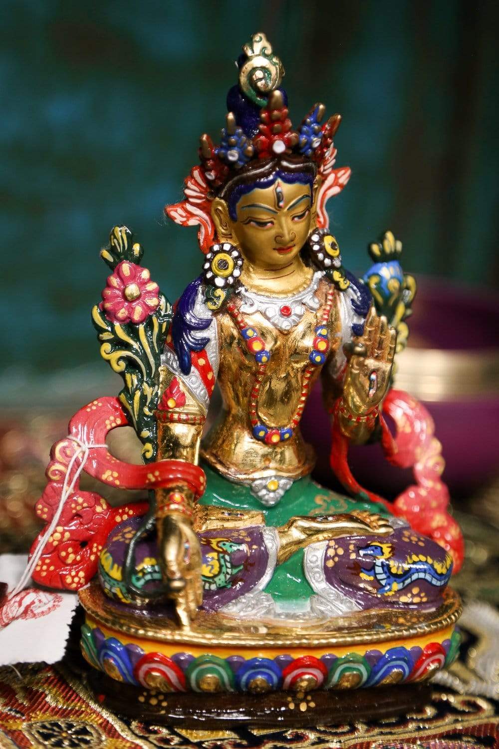 Hand Painted White Tara Statue - Tibetan Buddhist Goddess of Compassion | Home Altar Decor, Meditation Room Statue, Spiritual Gift for Yoga Practitioners