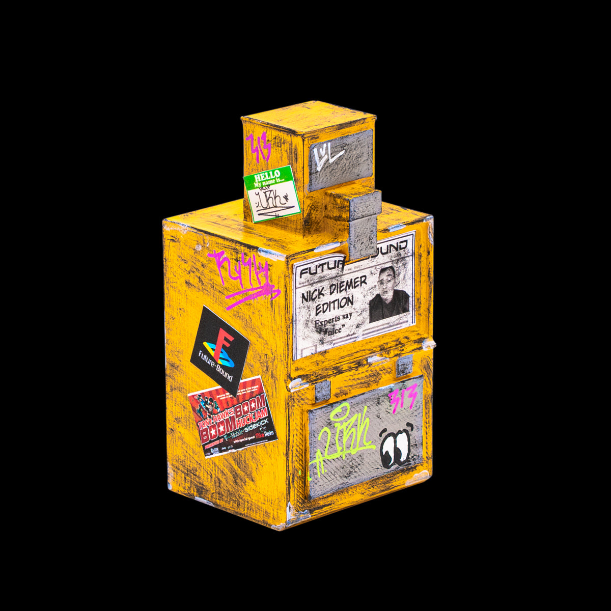 FutureBoundPrints Fingerboard Ramp - Nick Diemer x Goofy Digits Nice Newsbox Collab - Premium Skateboard Mini Ramp for Finger Tricks & Stunts - Perfect for Indoor Skate Practice & Collectors Display