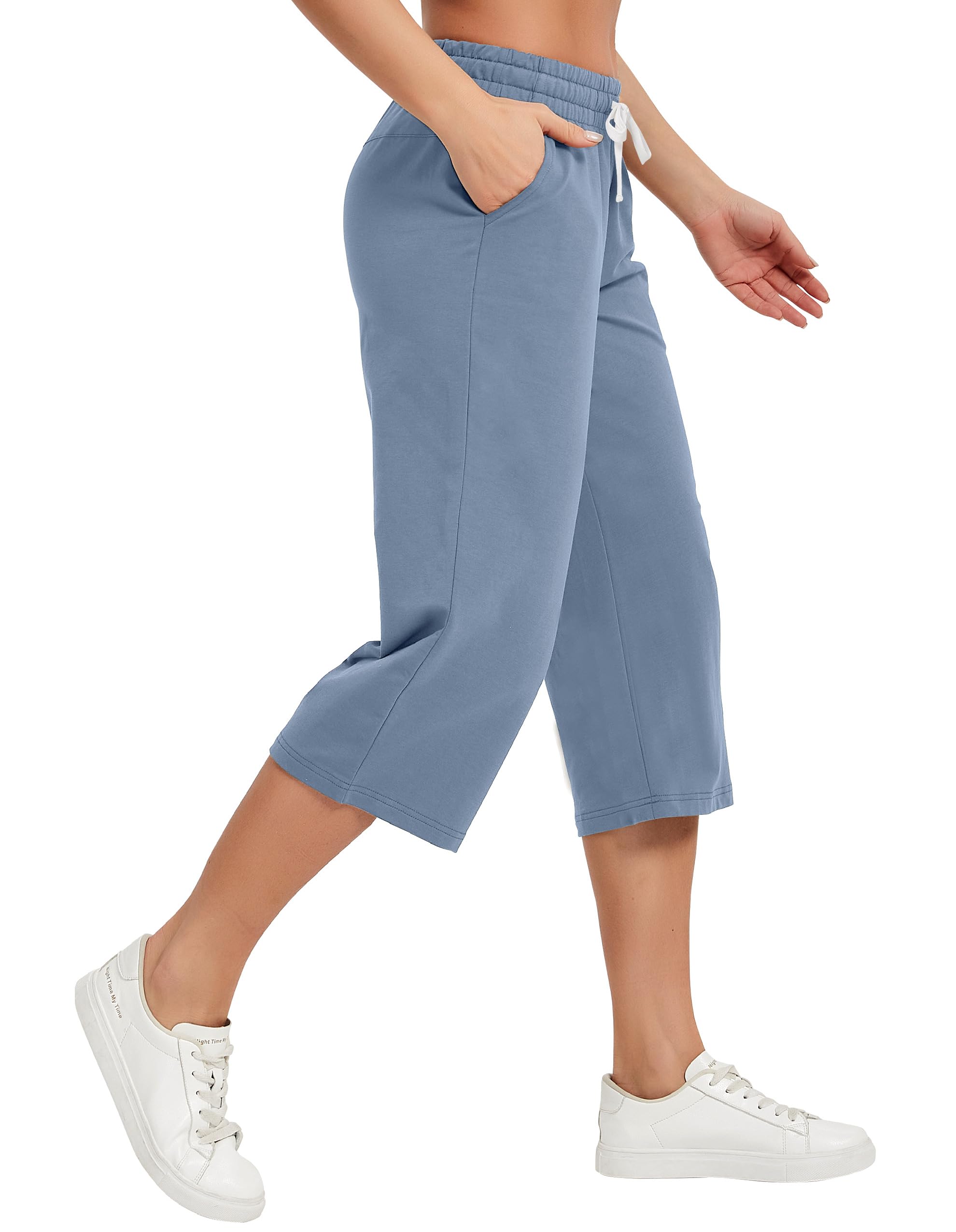 SPECIALMAGIC Women's Cotton Capri Yoga Pants - Wide Leg Lounge Pajama Pants, Sweatpants for Sports & Workout - Perfect for Yoga, Running, Gym and Casual Wear