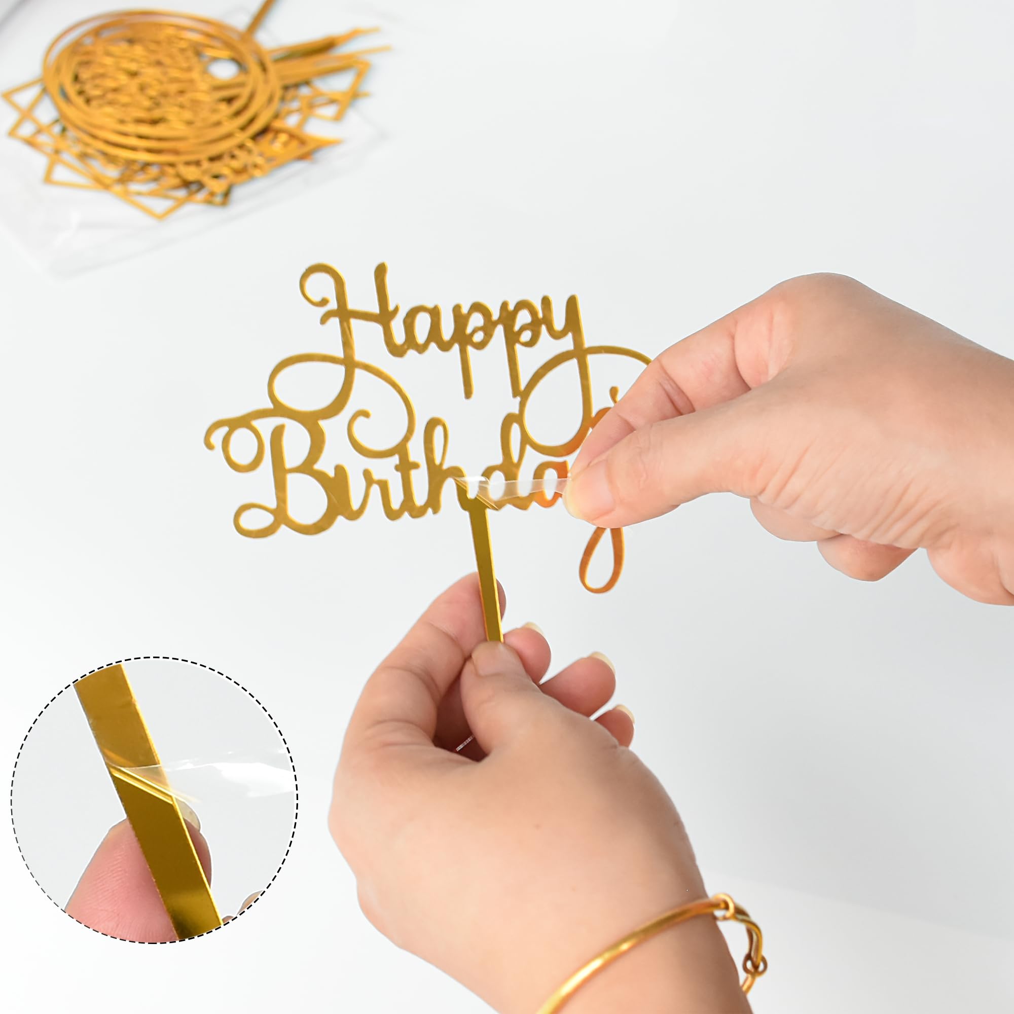 12 Pack Acrylic Birthday Cake Toppers Set - Multi-Style Cake Bunting Decorations with Silver Cake Picks for Party Supplies | Perfect for Birthday Cakes, Cupcakes, Wedding & Baby Shower Decorations