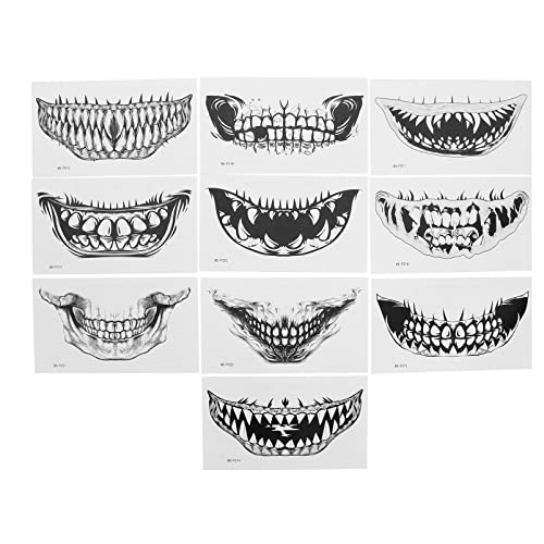 KALLORY 22-Piece Halloween Temporary Face Tattoos Set - Spooky Zipper Design for Halloween Costumes, Parties & Scary Makeup Looks