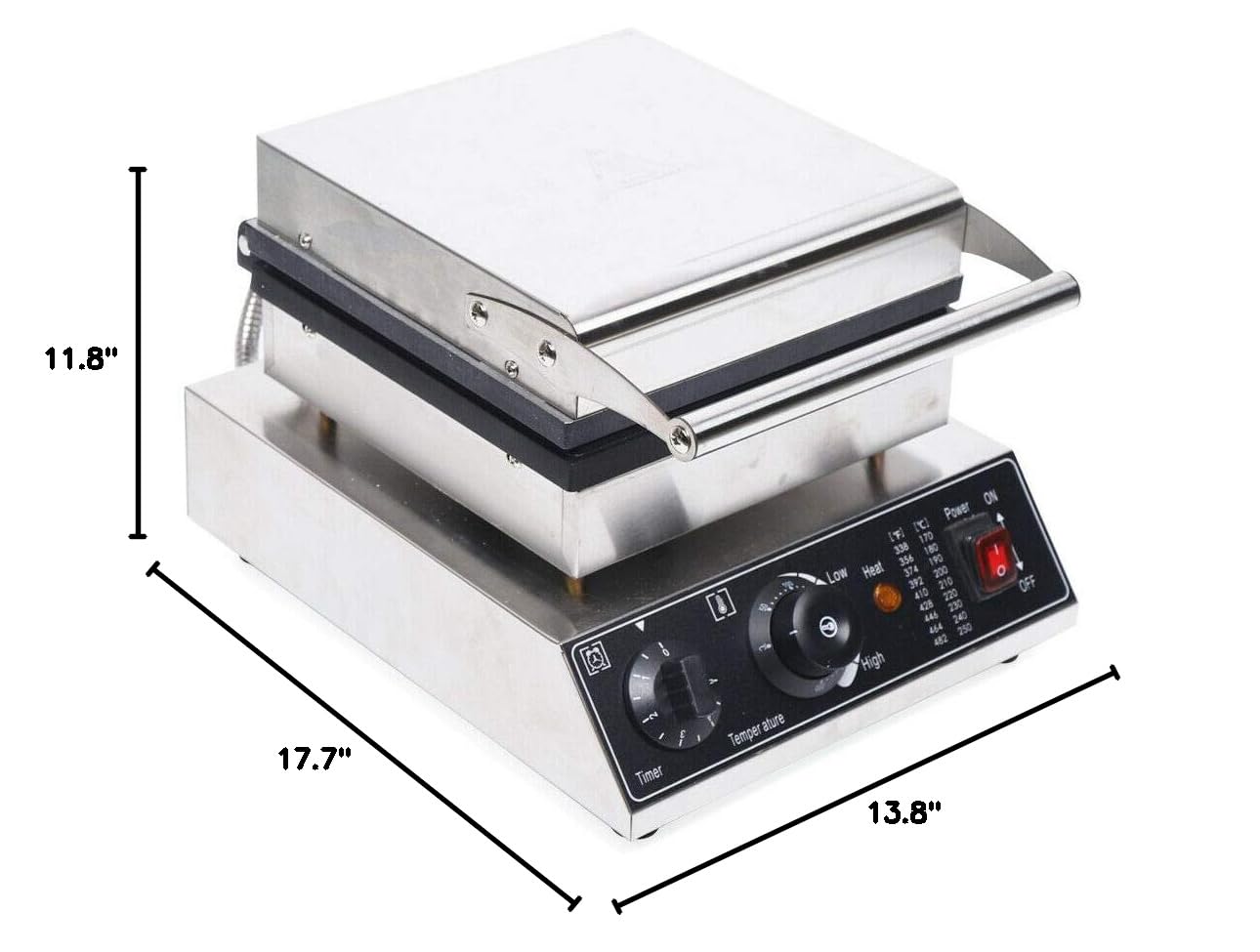 Commercial Belgian Waffle Maker 2000W - 4 Grids Double Heating Square Waffle Iron with Non-Stick Coating - Heavy Duty Electric Waffle Machine for Restaurants, Bakeries, Cafes & Home Use - Perfect for Breakfast, Brunch, Desserts & Catering Events