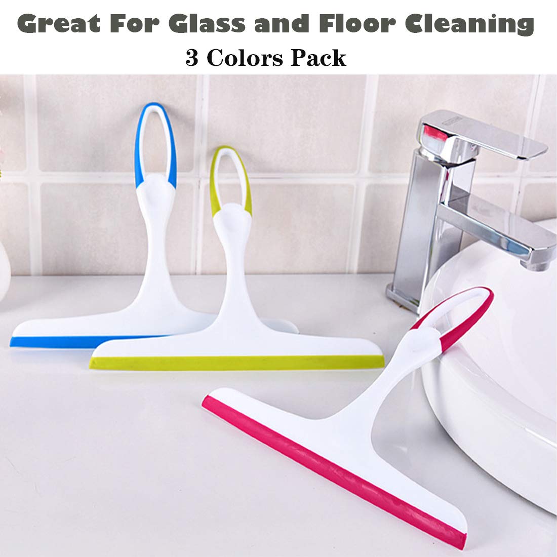 ZaoProteks All-Purpose Shower Squeegee - 3 Pack for Shower Doors, Bathroom, Window & Car Glass Cleaning - Perfect for Streak-Free Shine in Home & Auto Care