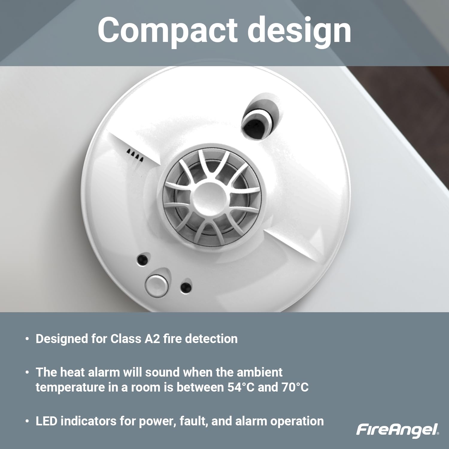 Fireangel HW1-R Heat Alarm with Loud Audible Alert - Ideal for Home, Kitchen & Garage Fire Safety