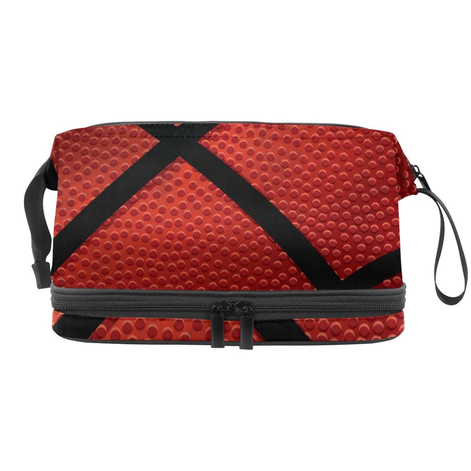 Waterproof Hanging Travel Toiletry Bag for Women & Men - Basketball Texture Cosmetic Organizer with Multiple Pockets | Perfect for Gym, Camping & Business Trips