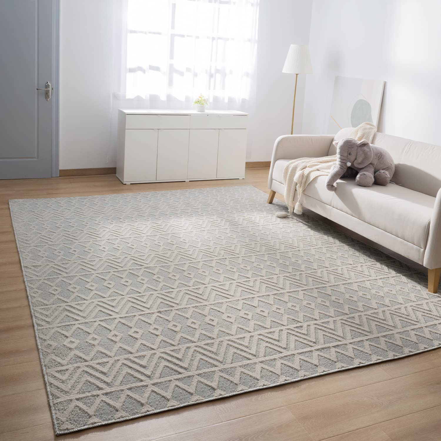 5x7 Washable Moroccan Boho Area Rug - Woven High-Low Textured Neutral Carpet for Living Room, Bedroom, Dorm, Playroom, Dining & Office | Soft & Durable Indoor Floor Decor for Home, Apartment & Workspace
