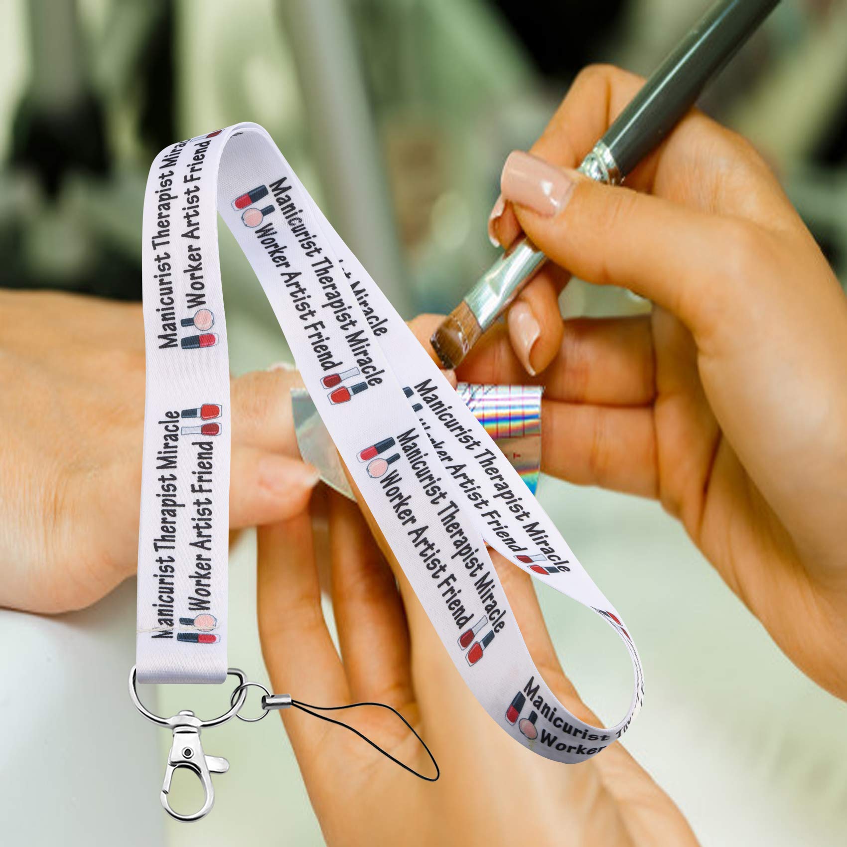 BEKECH Nail Technician Lanyard for Manicurists - Adjustable Keychain Clip for Nail Artists, Therapists & Beauty Professionals - Perfect for Salon, Spa & Nail Studio Use