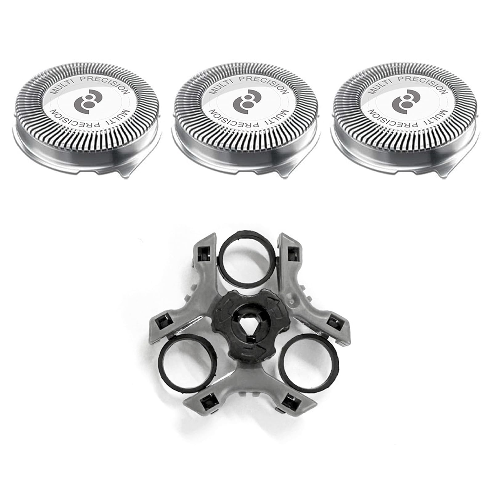 HQ8 Replacement Shaver Heads 3-Pack for Aquatec HQ8 Shavers - Includes 1 Cutterhead Retaining Ring - Perfect for Home & Travel Grooming