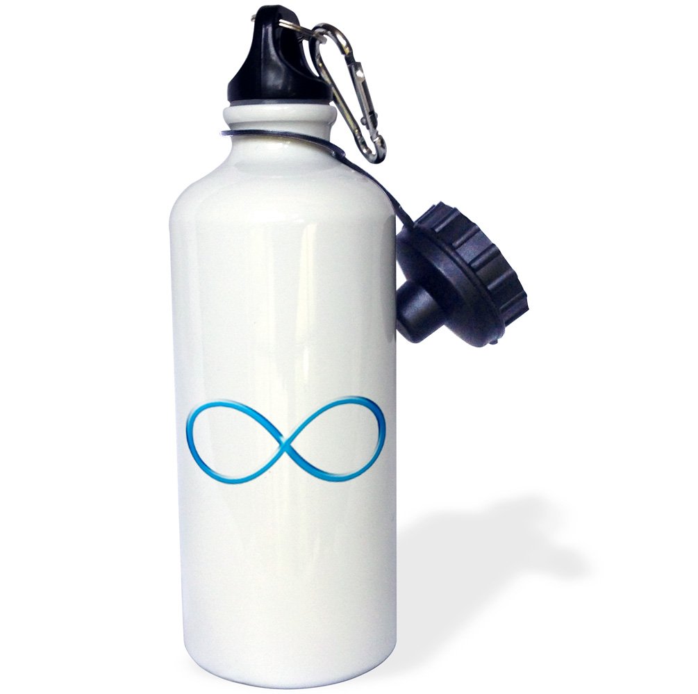 3D Rose Infinity Symbol Blue Sports Water Bottle - 21 oz Insulated Stainless Steel White - Perfect for Gym, Hiking & Outdoor Activities