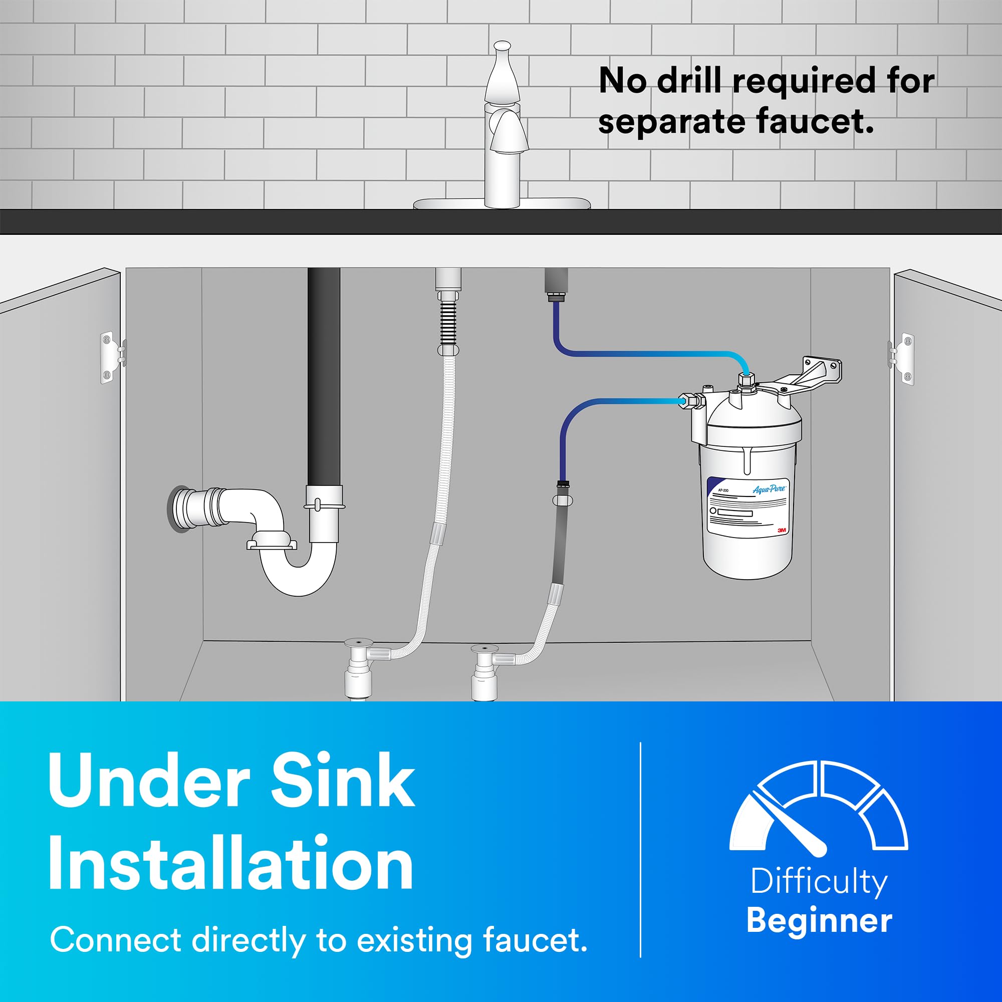 3M Aqua-Pure AP200 Under Sink Water Filtration System - High Flow Rate for Clean Drinking Water | Perfect for Kitchen, RV & Office Use