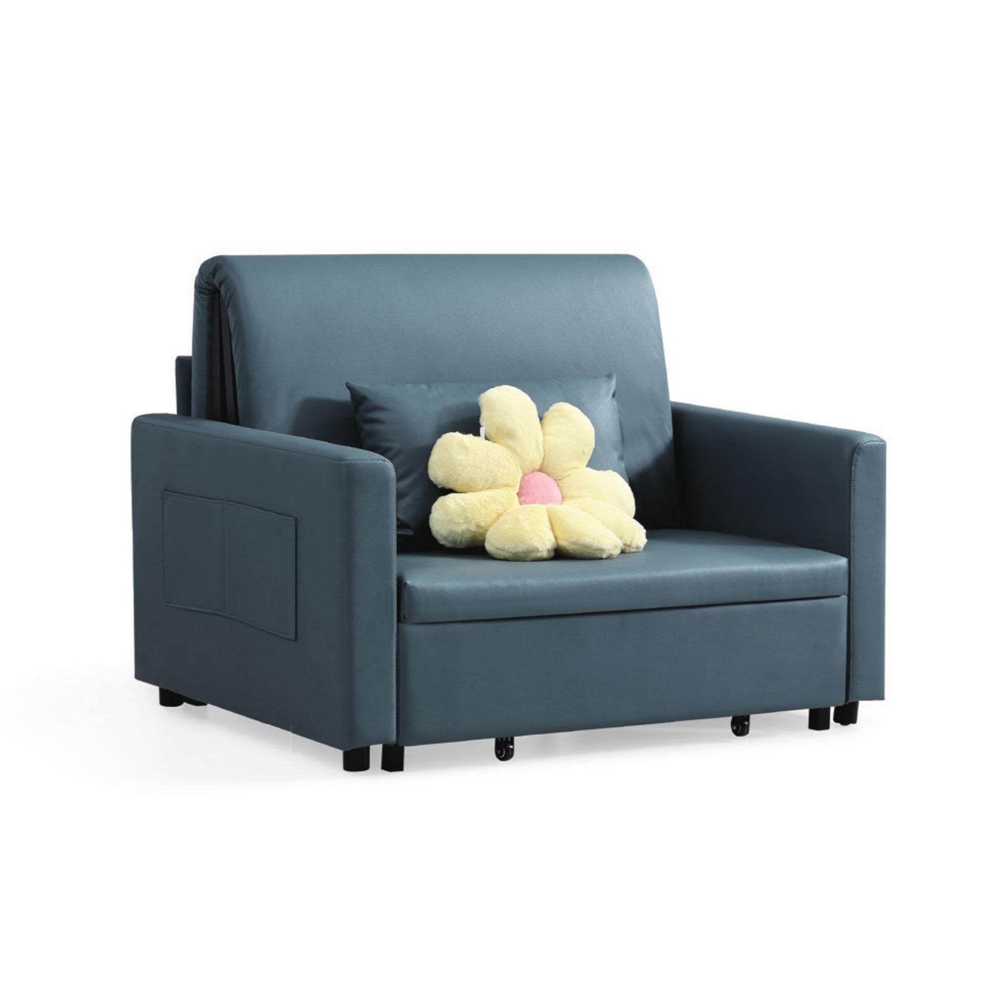 Gurhk Leather Sofa Bed 126cm - Convertible Sleeper Couch for Small Spaces, Living Room & Guest Room Furniture