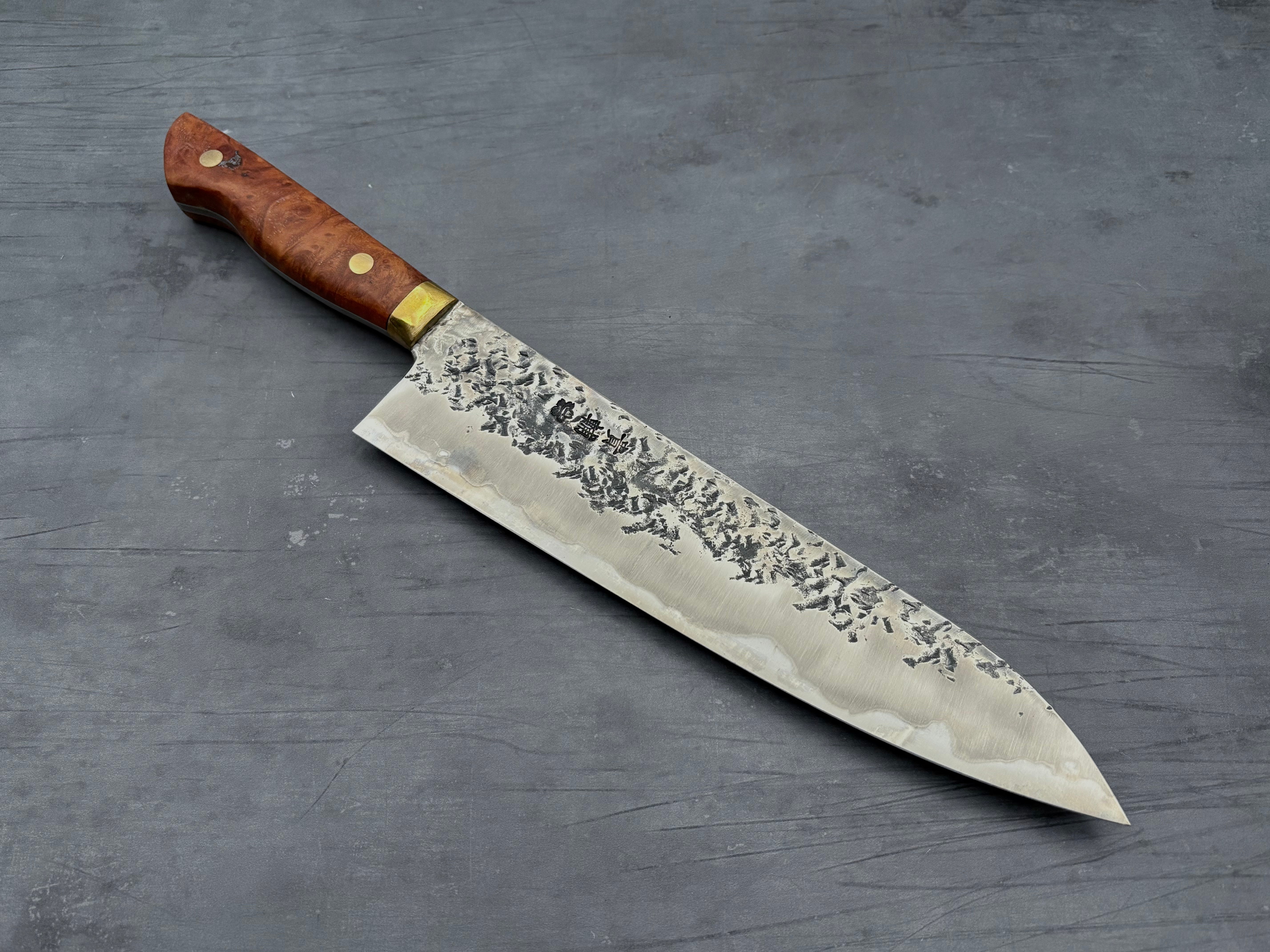 Premium Japanese Gyuto Knife 240mm - Kisuke Manaka Nakamura White #2 Steel - Perfect for Sushi, Meat Slicing & Professional Kitchen Use