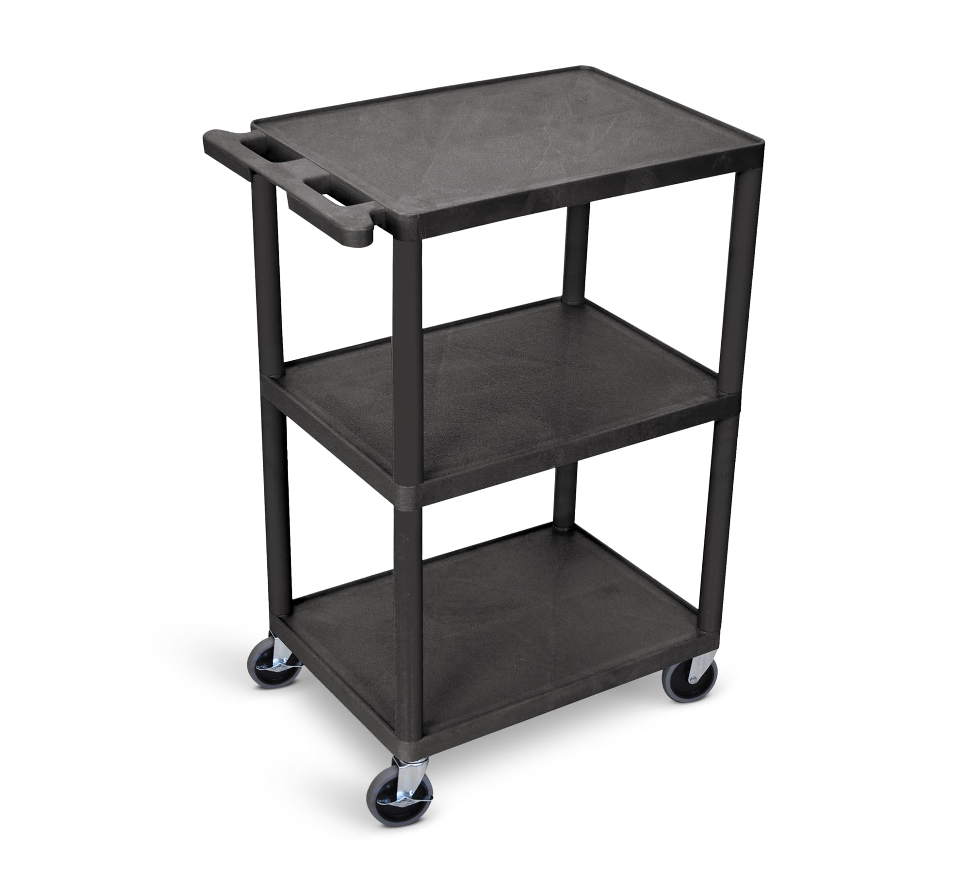289-HE42-B Heavy Duty Utility Cart with 3 Shelves - Durable Structural Foam Plastic for Warehouse, Office & Home Organization | Rolling Storage Cart for Industrial, Retail & Garage Use