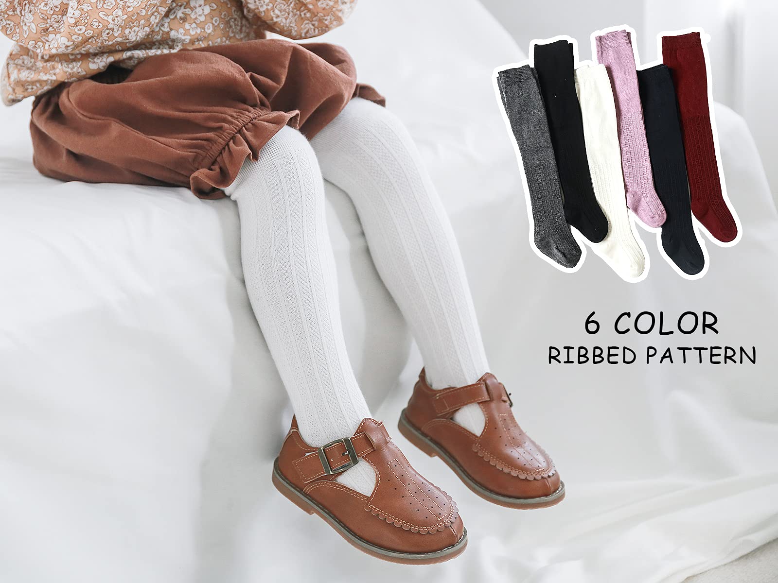 EPEIUS Baby Girls Cable Knit Cotton Tights - Soft Leggings & Stockings for Newborns, Infants & Toddlers (3/6 Pack) - Perfect for Winter, Playtime & Family Photos