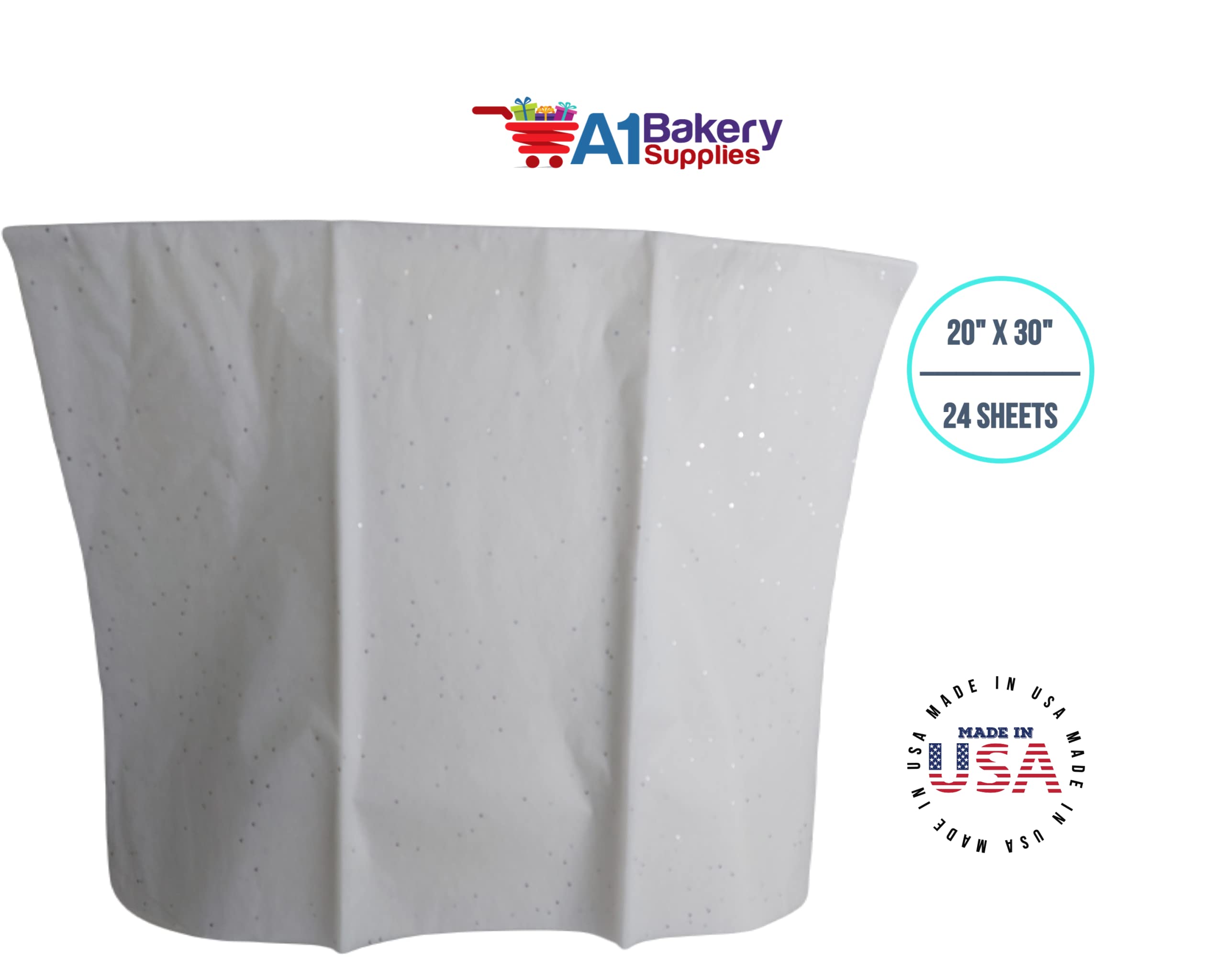 Premium White Sparkle Gift Wrap Tissue Paper with Diamond Glitter - 20