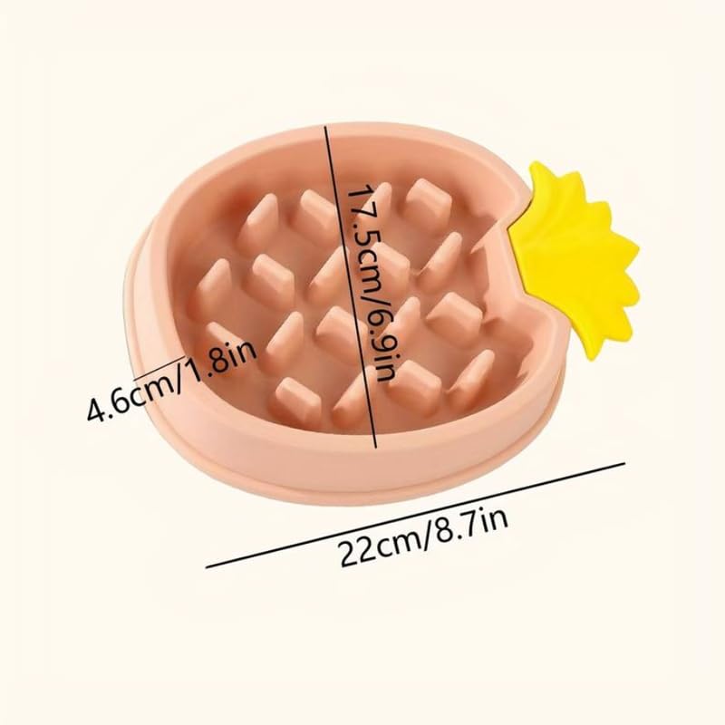 Premium Pineapple-Shaped Slow Feeder Pet Bowl - 567ml (2 Cups) Capacity, Anti-Choking Design for Dogs & Cats - Food-Grade Plastic, Random Colors - Perfect for Portion Control & Mealtime Fun