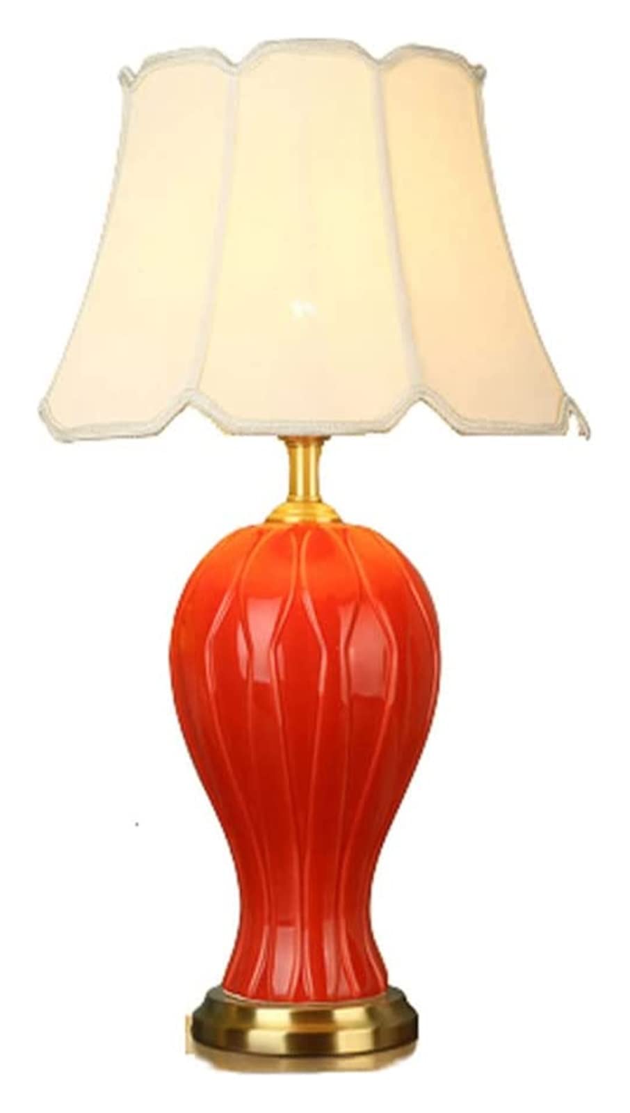 Cracked Red Ceramic Table Lamp - Modern Desk Light & Bedside Nightstand Lamp for Living Room, Bedroom, Study, or Entryway | Perfect for Reading, Decor, and Ambient Lighting