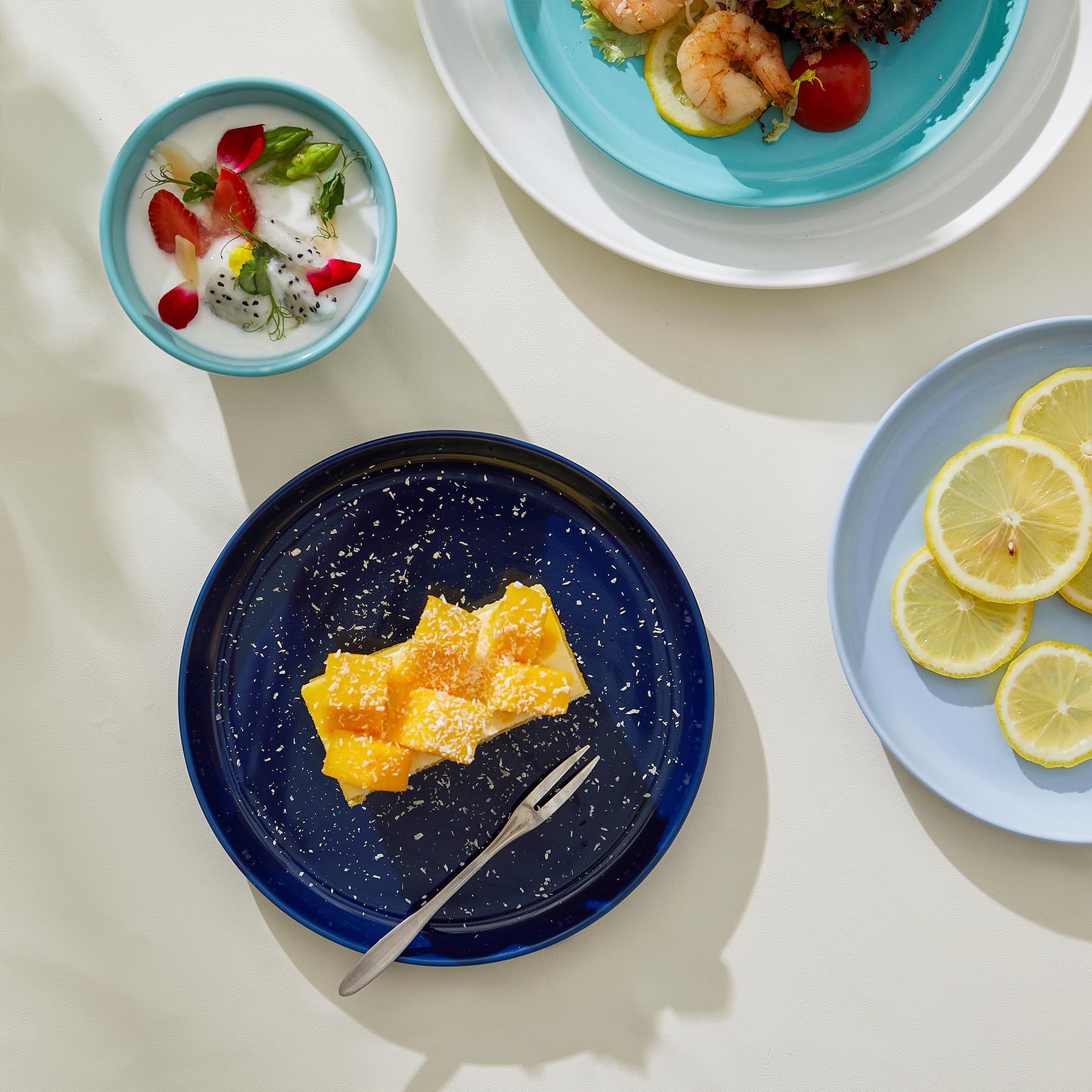 Sweese Porcelain 7.4 Inch Dessert Plates Set of 6 - Modern Salad & Appetizer Plates - Dishwasher, Microwave & Oven Safe - Scratch Resistant Smooth Glaze - Perfect for Dinner Parties, Weddings & Home Decor