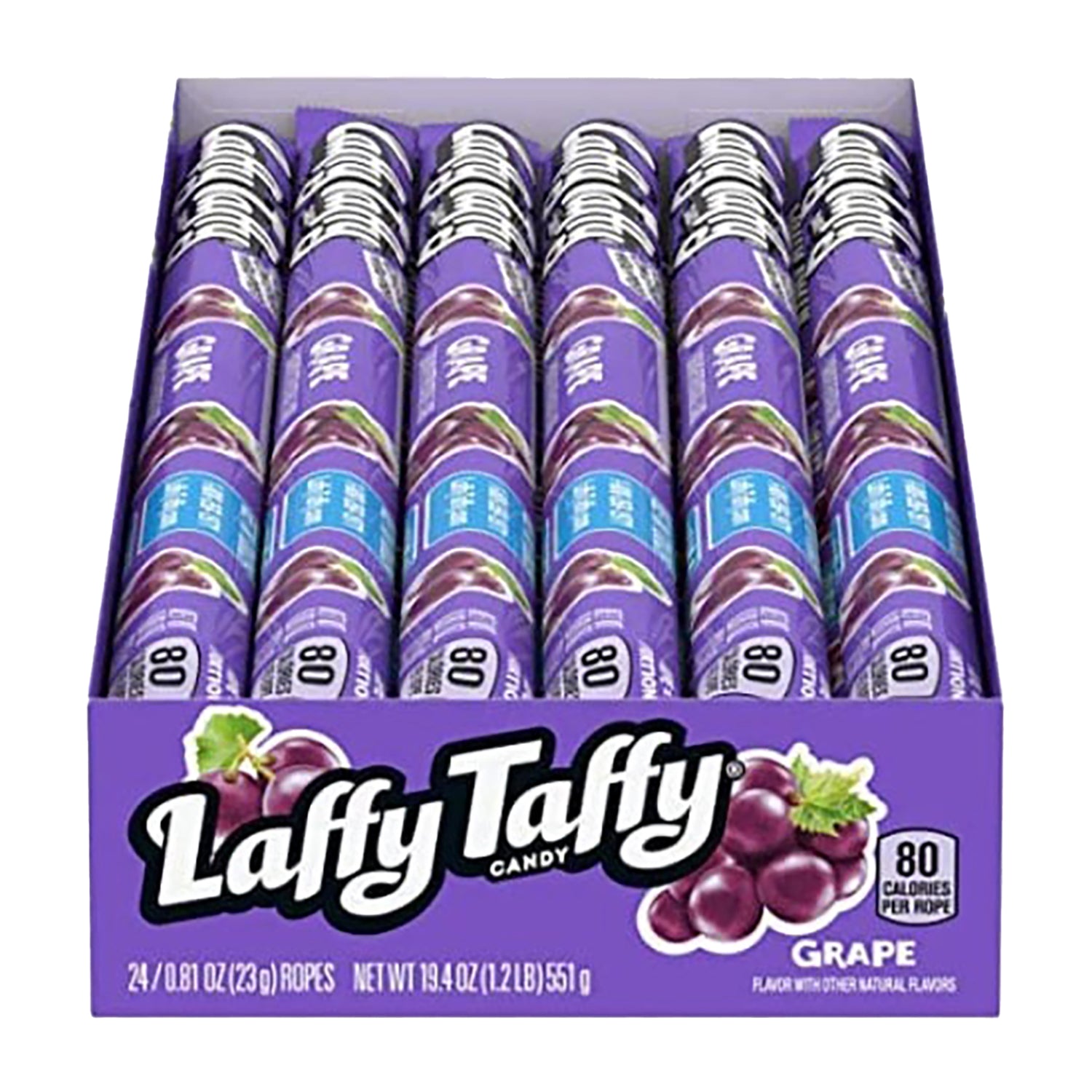 Ferrara Laffy Taffy Grape Flavored Candy Rope - 24 Count Box | Bulk Candy for Parties, Halloween Treats & Office Snacks