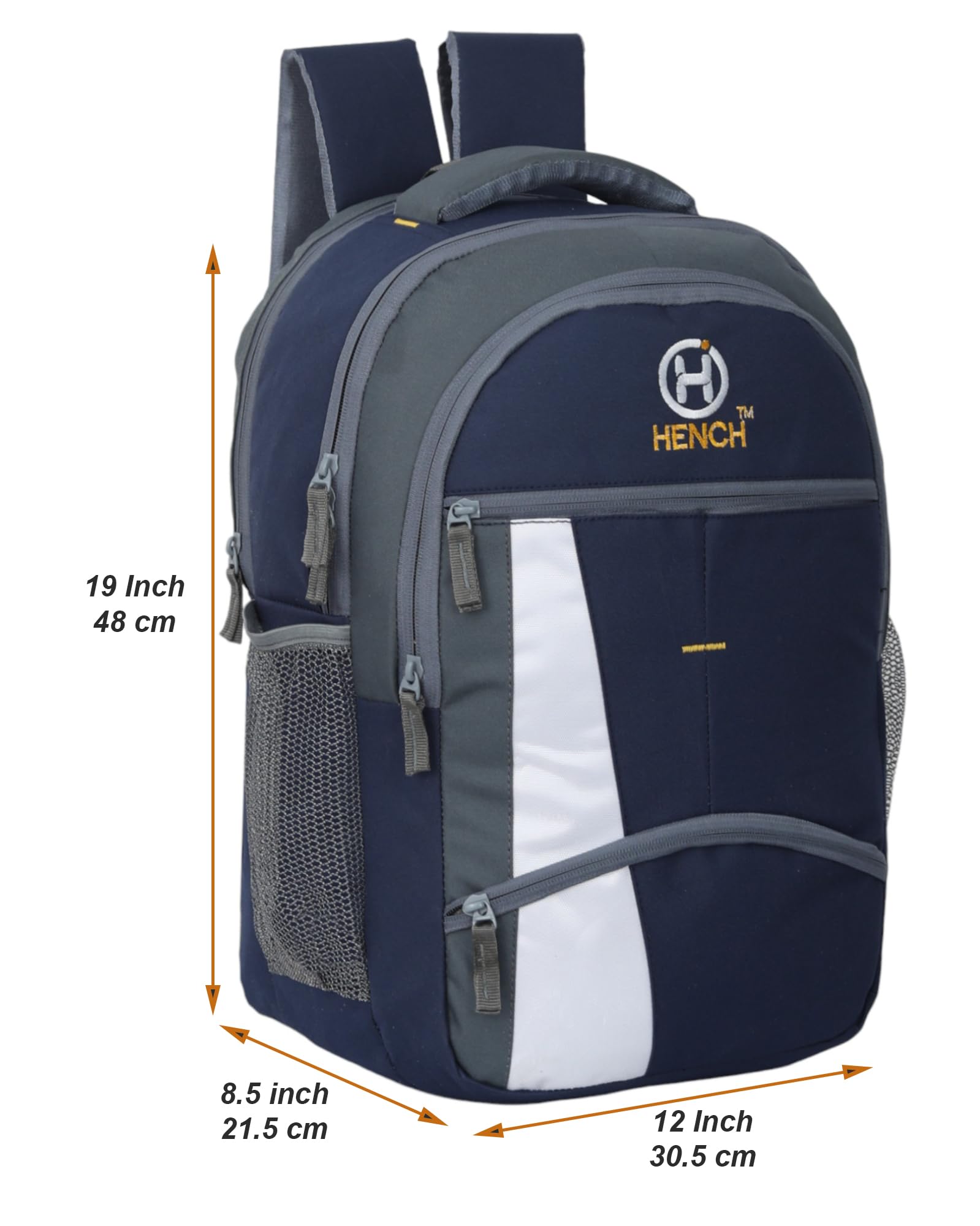 Waterproof School Backpack for College Students - Durable Laptop Bag with Analog Watch for Men & Women (Navy Blue) - Perfect for School, Travel & Outdoor Activities