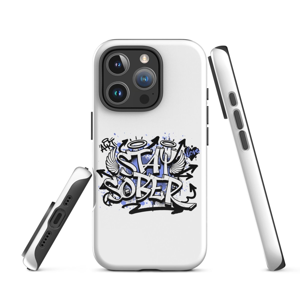 Stay Sober Graffiti Design iPhone Case - Trendy Protective Cover for iPhone 13/14/15 Pro Max - Perfect for Nightlife, Concerts & Urban Lifestyle