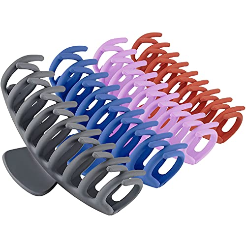 TOCESS Large Hair Claw Clips for Women - 4.33 Inch Non-Slip Matte Hair Clips for Thin, Thick & Curly Hair - Strong Hold 90s Style Hair Accessories (4 Pack) - Perfect for Work, Gym, Beach & Everyday Hairstyles