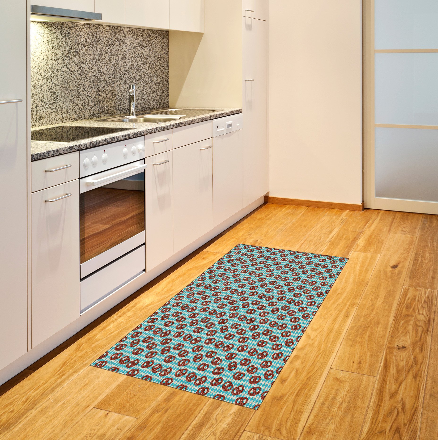 Lunarable Oktoberfest Area Rug - Salty Pretzels Diamond Pattern Germany Themed Food Decor, Non-Slip Flat Woven Accent Rug for Living Room, Bedroom, Dining Room - 2'6