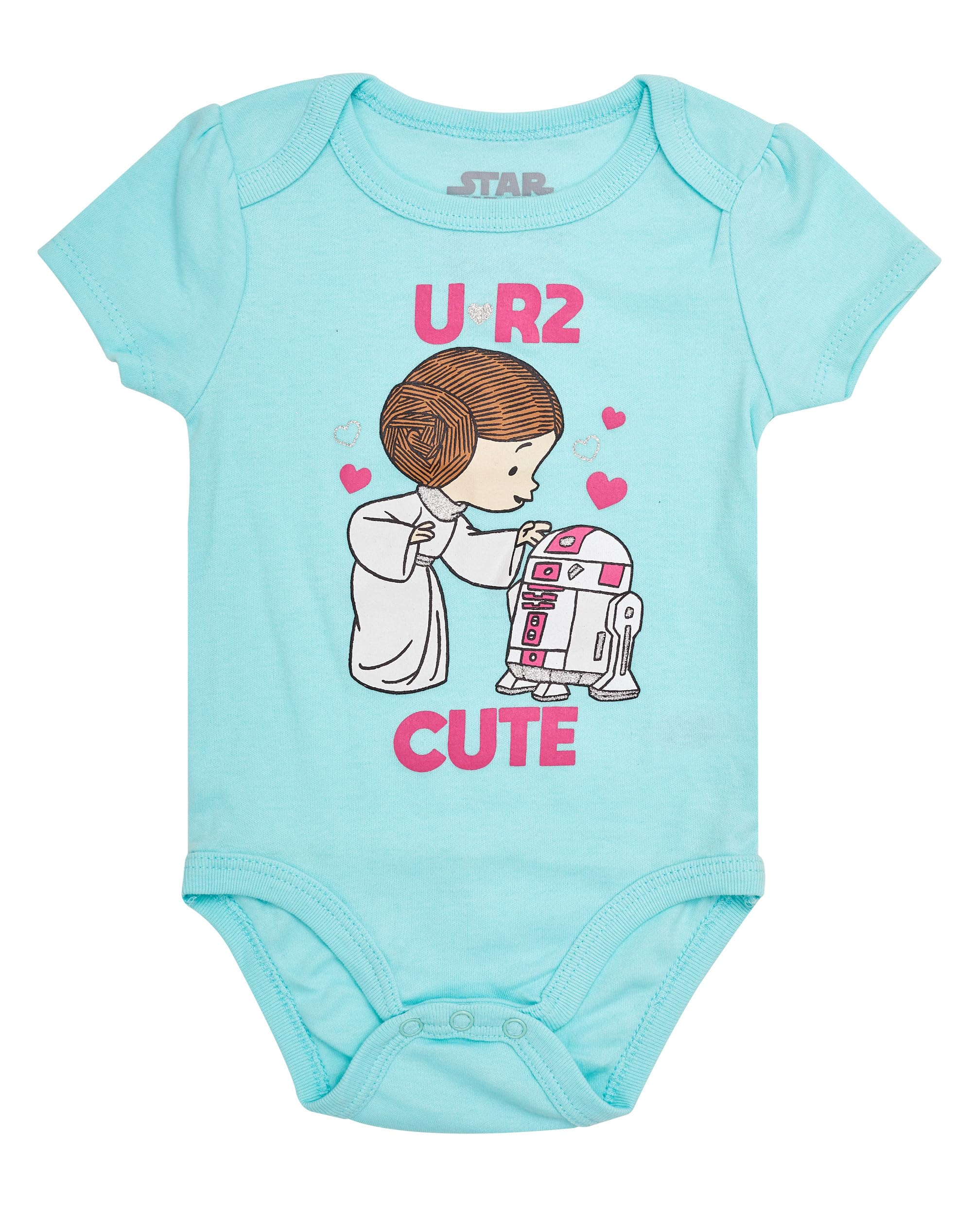 Star Wars Baby Girls Bodysuits 5-Pack - Cute Princess Leia, R2-D2 & Yoda Onesies | Soft Cotton Infant Bodysuits for Newborns & Toddlers | Perfect for Disney Themed Parties, Cosplay & Everyday Wear