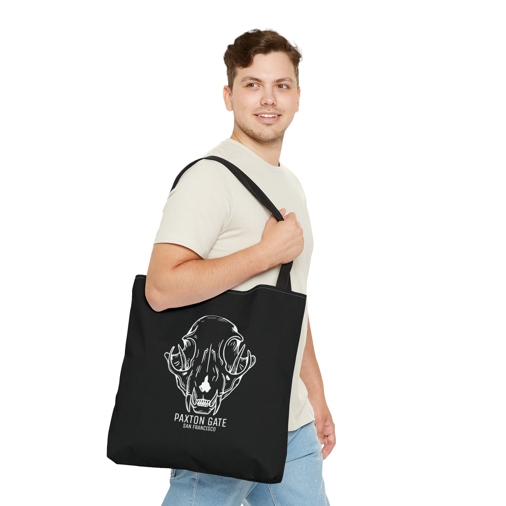 Bobcat Skull Tote Bag by Wren Sayler - Unique Gothic Fashion Accessory for Everyday Use, Shopping, and Outdoor Adventures
