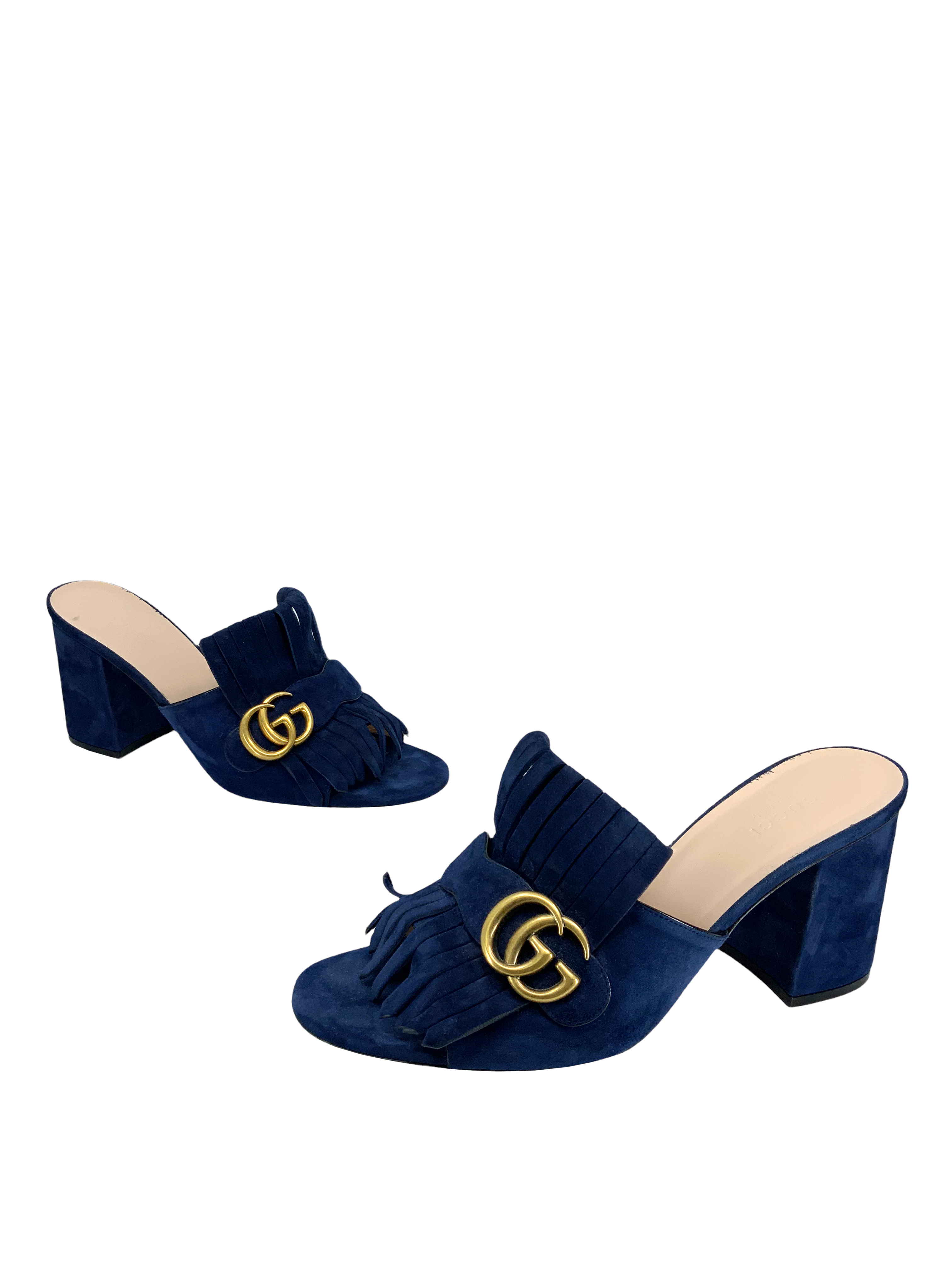 Gucci Marmont GG Suede Fringe Mules Women's Size 10 | Luxury Designer Loafers for Casual & Office Wear | Perfect for Spring & Summer Outfits