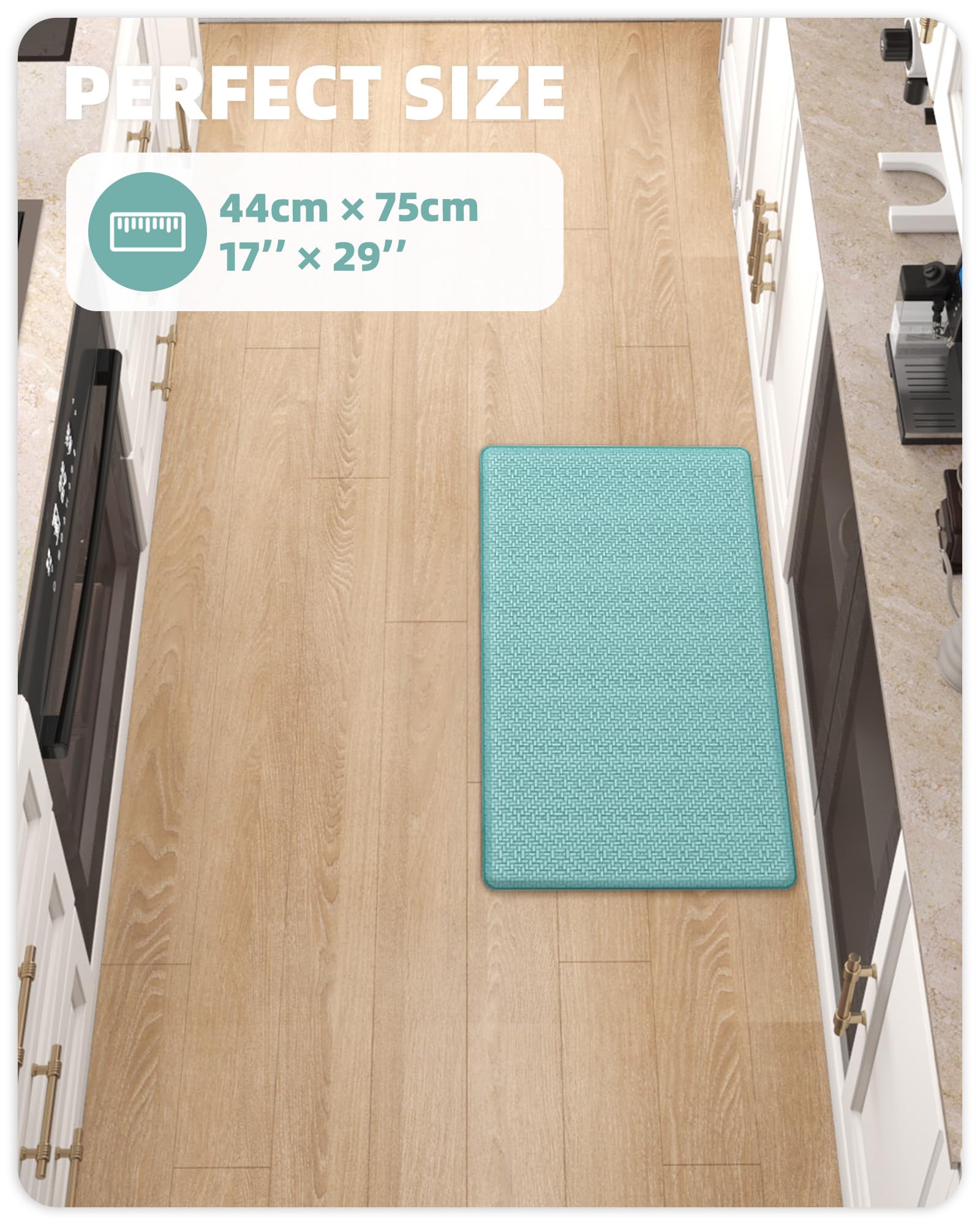Anti-Fatigue Kitchen Floor Mat - Non-Slip Cushioned Foam Pad for Standing Comfort, 17