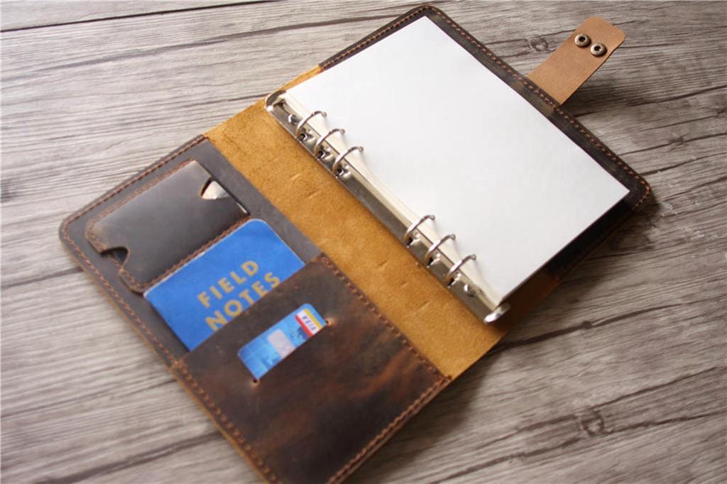 Premium B5 Refillable Brown Leather Binder Organizer - Classic Rustic Style for Office, School & Business Use