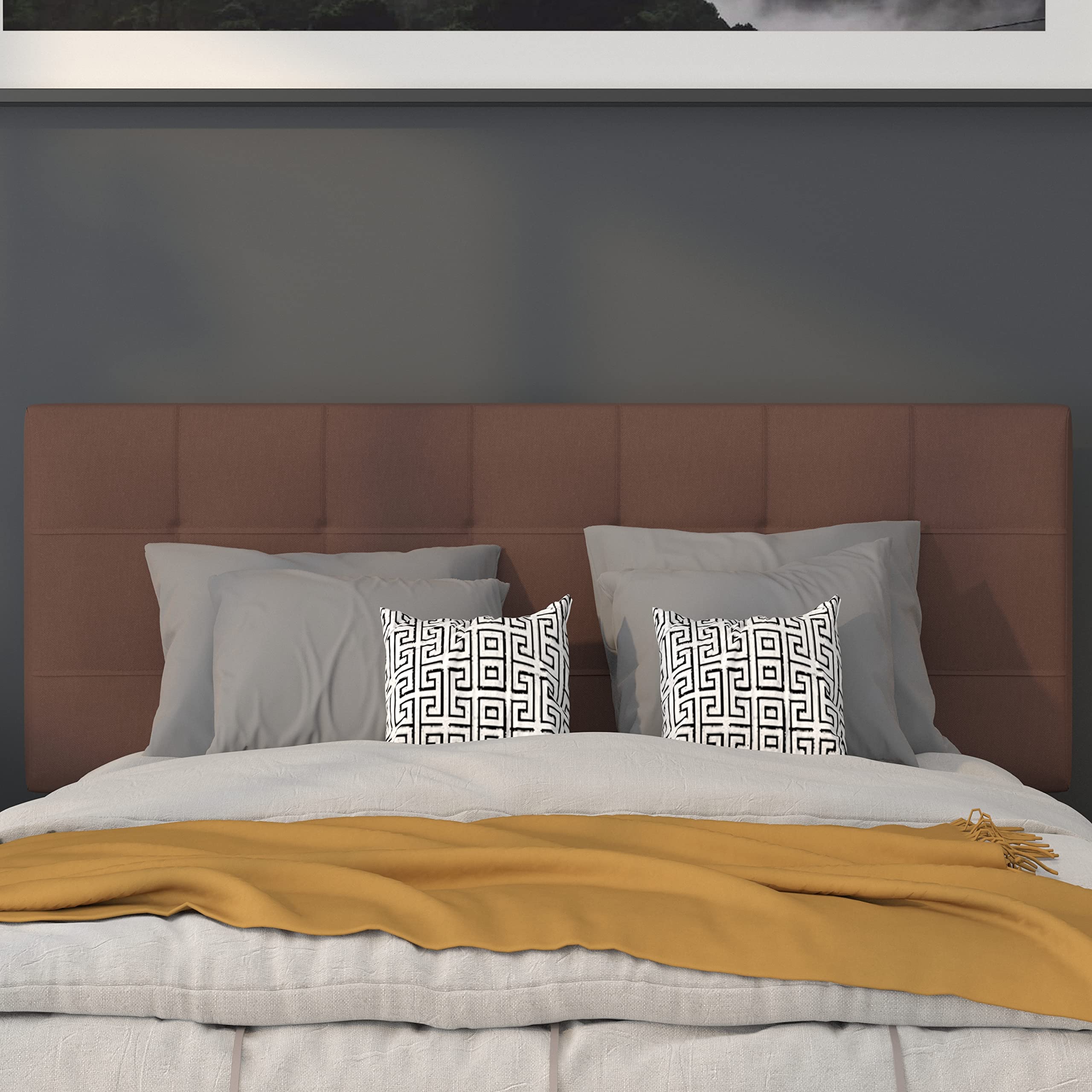 Flash Furniture Bedford Tufted Upholstered Full Size Headboard - Dark Brown Fabric for Bedroom Decor & Master Suite Upgrade