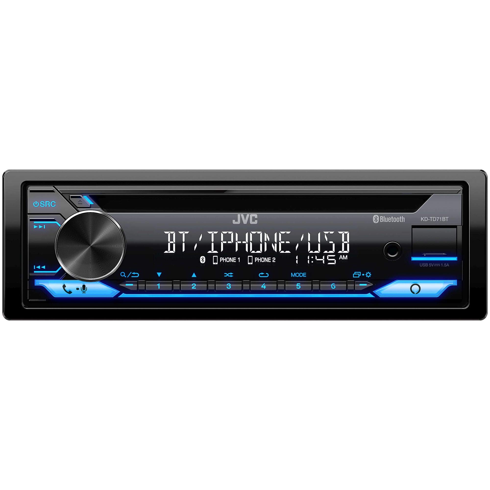 JVC KD-TD71BT Bluetooth Car Stereo with CD Player, USB Port, AUX Input & Alexa Compatibility - Includes 2 Pairs of JVC 6x9 Speakers for Premium Car Audio - Perfect for Road Trips, Commuting & Hands-Free Calling