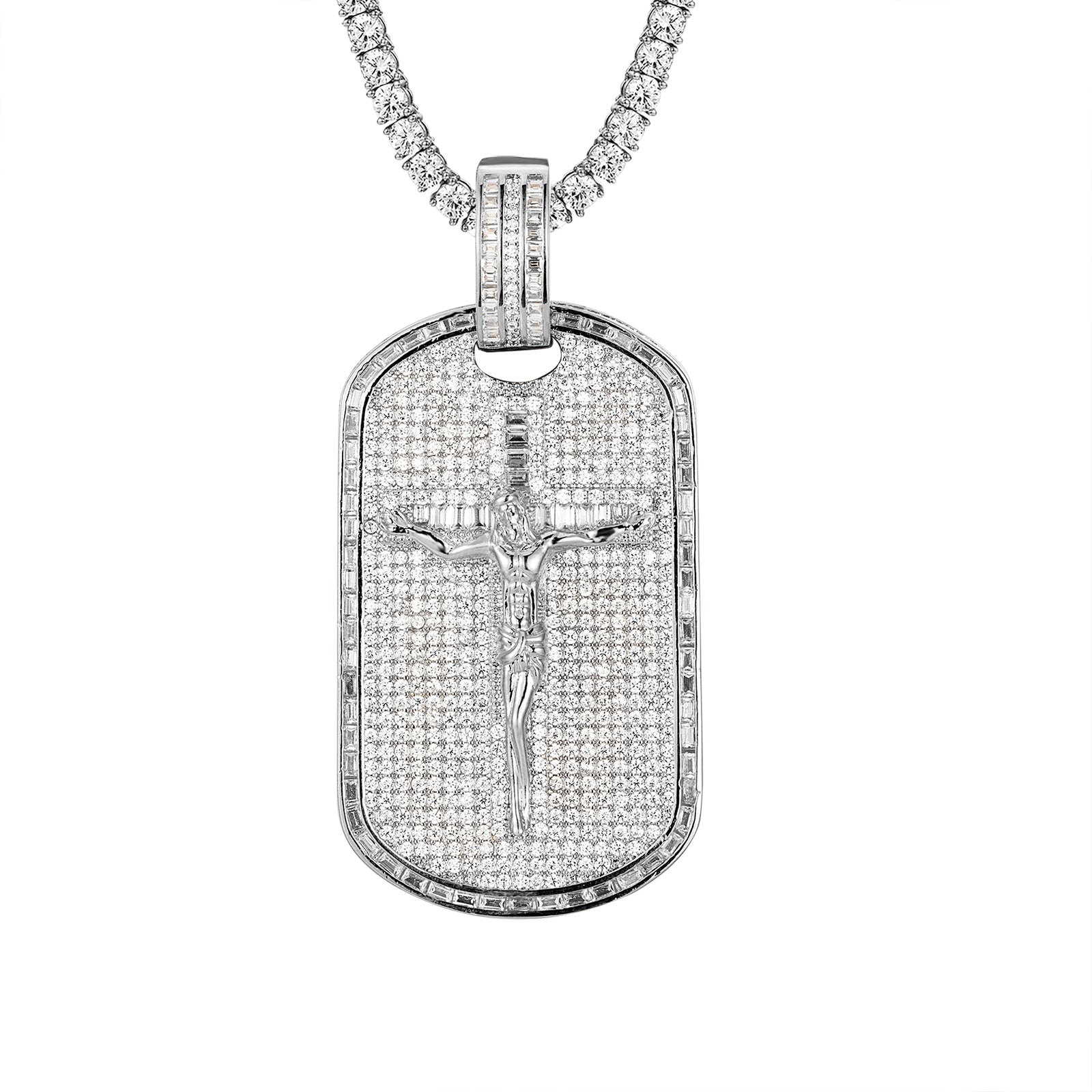 Custom 3D Sterling Silver Jesus Crucifix Dog Tag Pendant - Religious Jewelry for Men & Women - Perfect for Gifts, Everyday Wear & Faith Expression