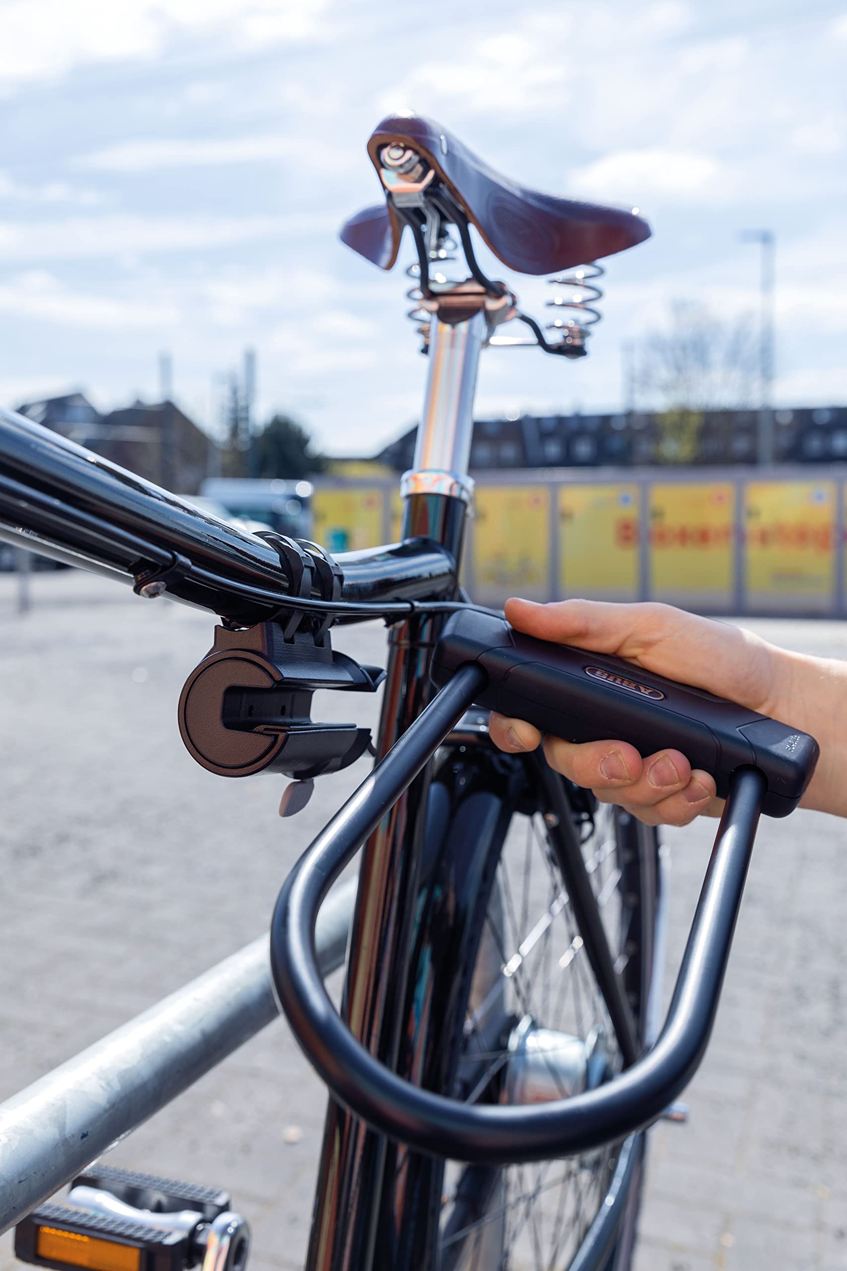 ABUS Granit Plus 470 U-Lock with SH B Bracket - High Security Bike Lock (Level 12) with Anti-Theft Plus Cylinder - 23cm Black - Perfect for Urban Commuting & Bicycle Parking Security