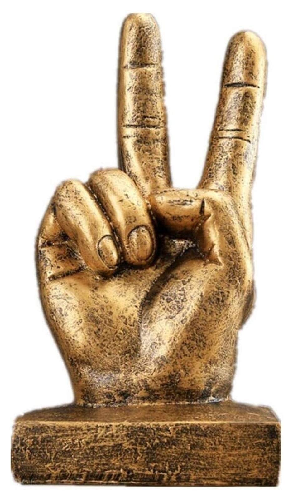 Handiya Golden Finger Sculpture - Resin Art Statue for Home & Office Decor, Desktop Figurine, Unique Gift Idea for Collectors | Perfect for Living Room, Study, or Workspace Display