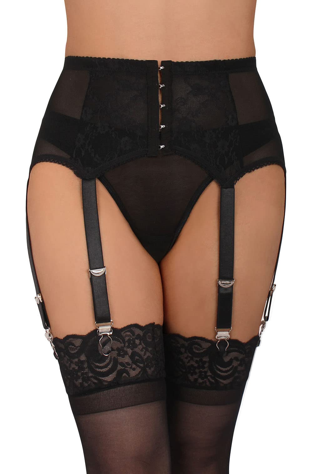 Sexy Lace Garter Belt & Thong Set with 6 Vintage Metal Clips - Plus Size Thigh High Stockings Suspender for Women | Perfect for Bridal Lingerie, Boudoir Photography & Vintage Fashion Outfits