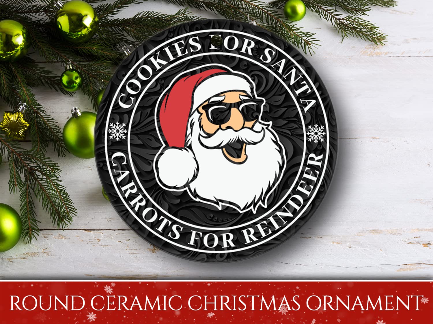 Funny Christmas Ornament - Santa Cookies & Reindeer Carrots Ceramic Tree Decoration for Holiday Home Decor | Perfect for Xmas Tree, Gift Exchange & Festive Party Decorations