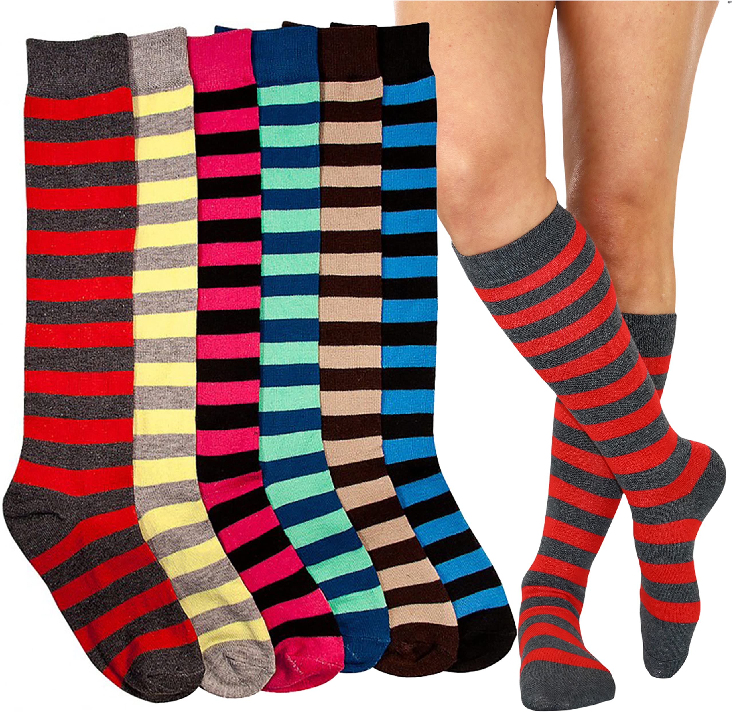 ToBeInStyle Women's Knee High Socks - Pack of 6 or 12 - Fashionable & Comfortable Crew Socks for Boots, Workout & Winter Wear