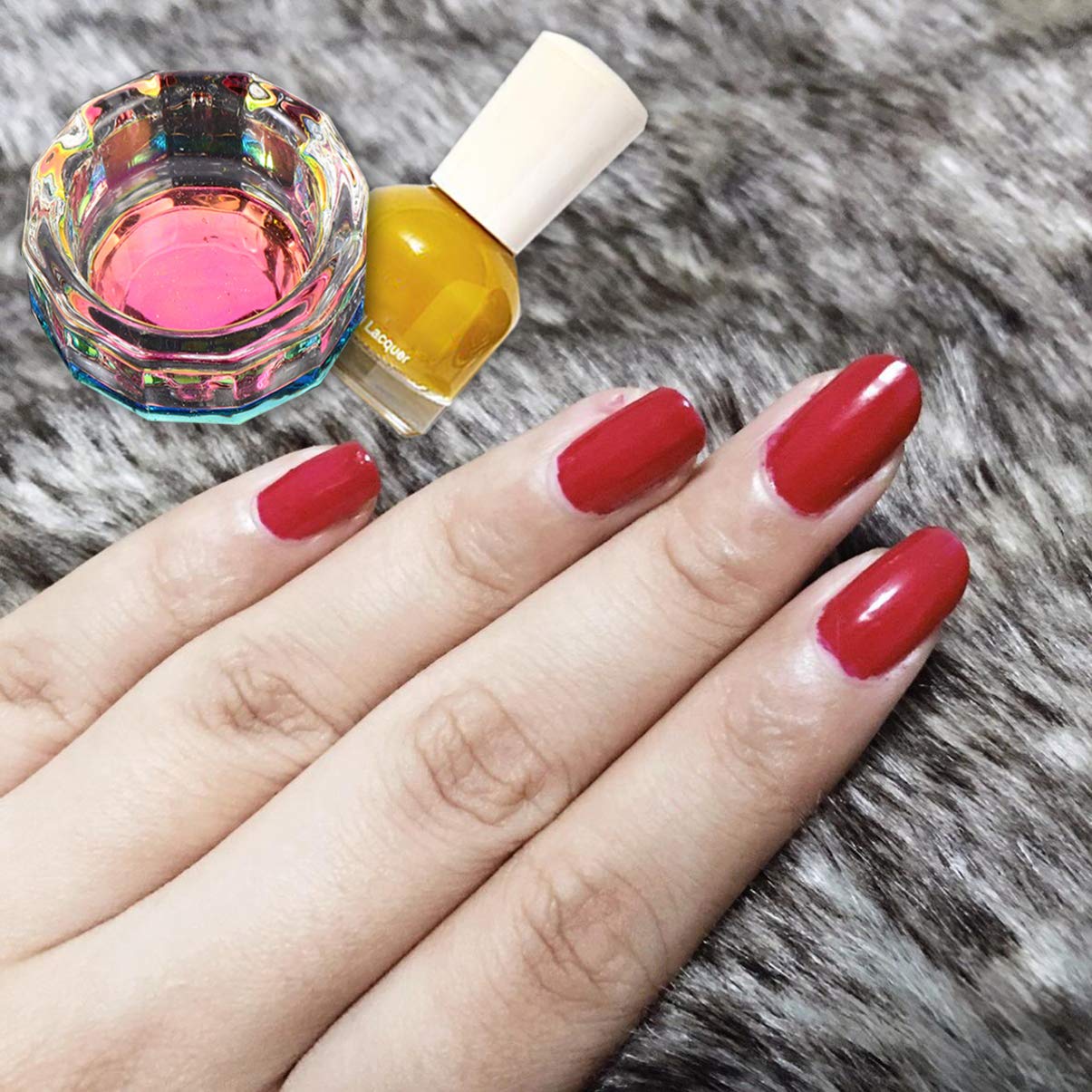 2 Pcs Glass Crystal Nail Art Dappen Dish with Lid - Nail Liquid & Acrylic Container for Professional Salon & Home Manicure - Perfect for Nail Polish, Glue, and Monomer Storage
